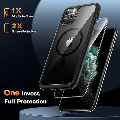 Miniatura 57 de TAURI Funda 3 en 1 para iPhone 13 Pro, [no amarilla] con 2 protectores de pantalla, funda delgada a prueba de golpes para iPhone 13 Pro, color negro