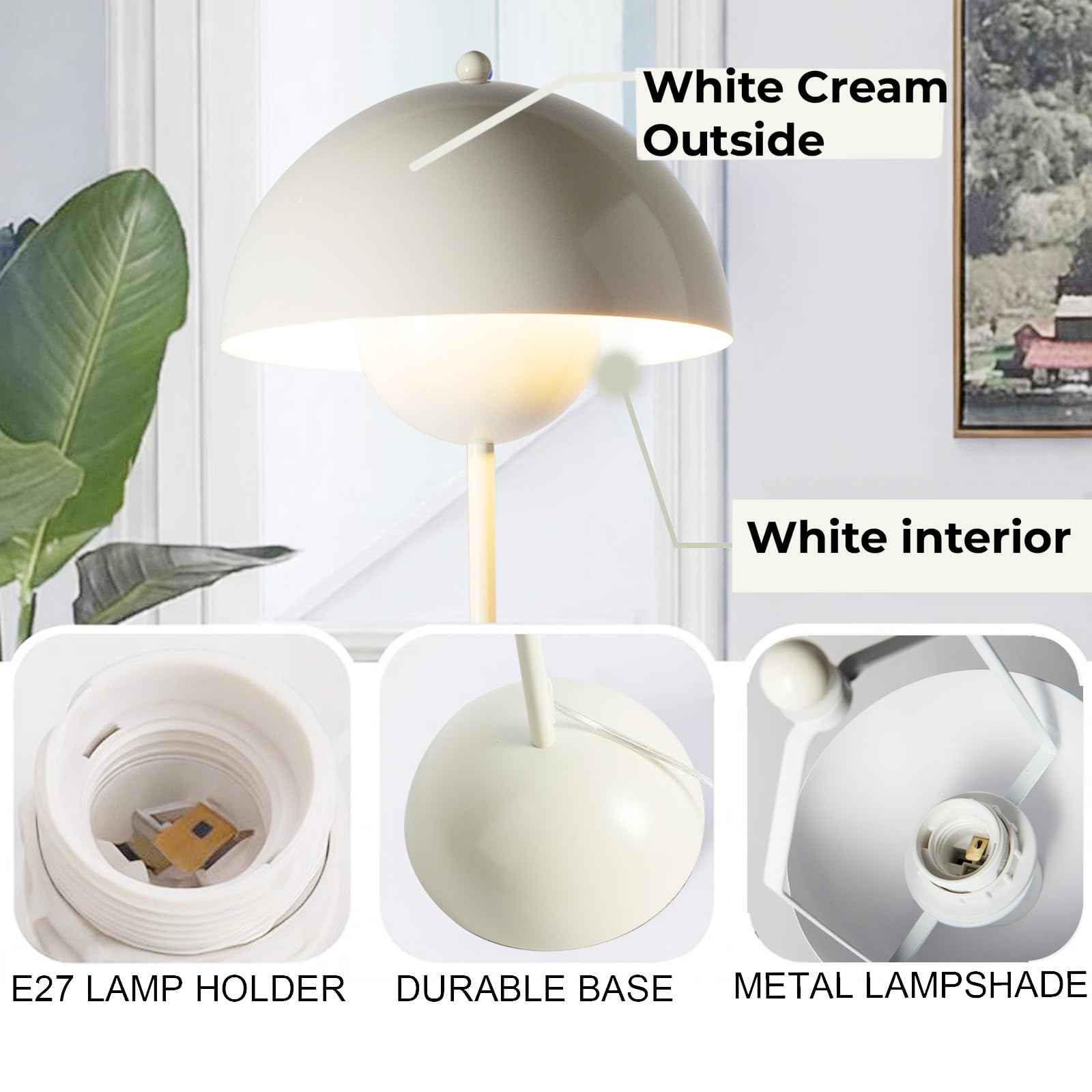 Alpinaluz Nowoczesna Lampa Podłogowa z Podwójnym Metalowym, Minimalistyczny Design w Kolorze Kremowo-Białym, Wysokość 164 cm, Stabilna Podstawa z Włącznikiem Nożnym - Idealna do Salonu i Czytania