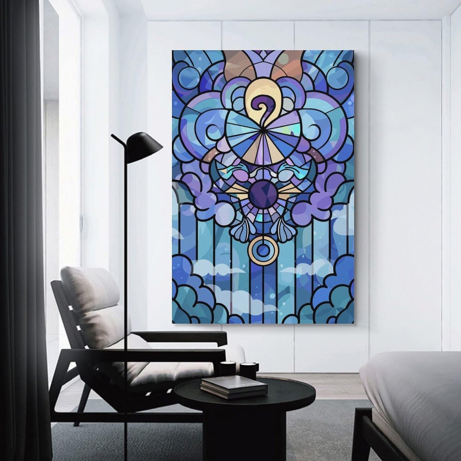 Junmoney Canvas Wall Art Stained Glass Celestial Design, 20x30inch(50x75cm), for Living Room, Lounge Or Sitting Room, Canvas Styling for A Polished Room Look