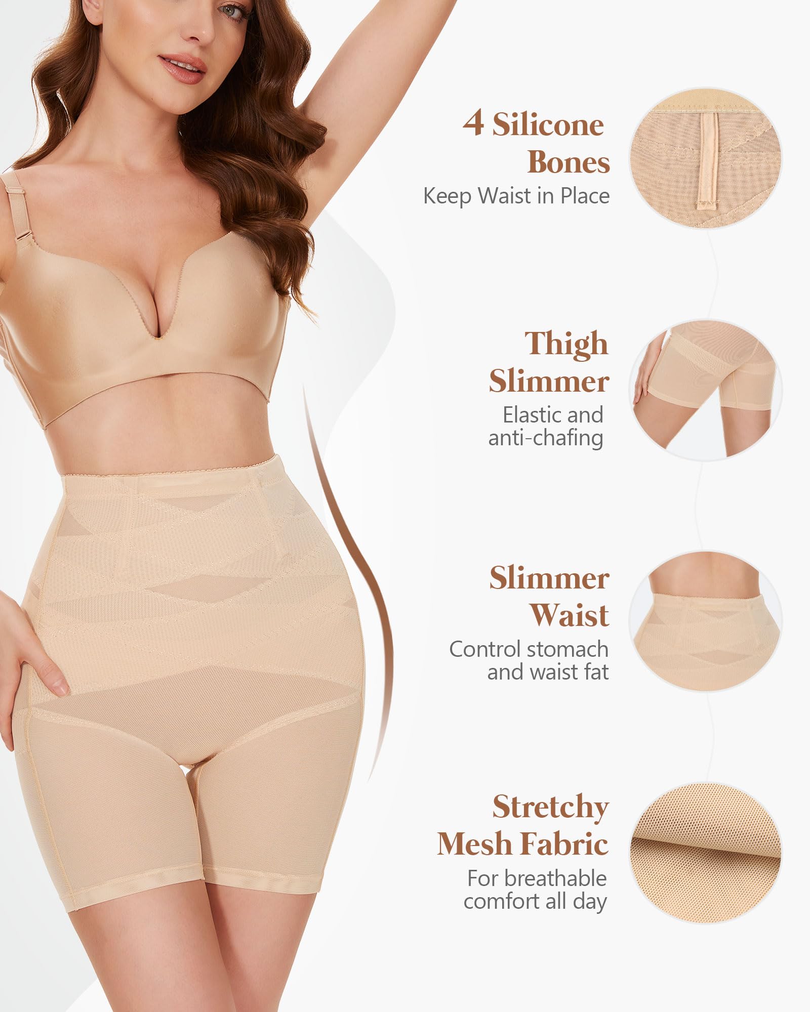 GYDEK Shapewear - Short gainant - Taille haute - Culotte amincissante pour la taille