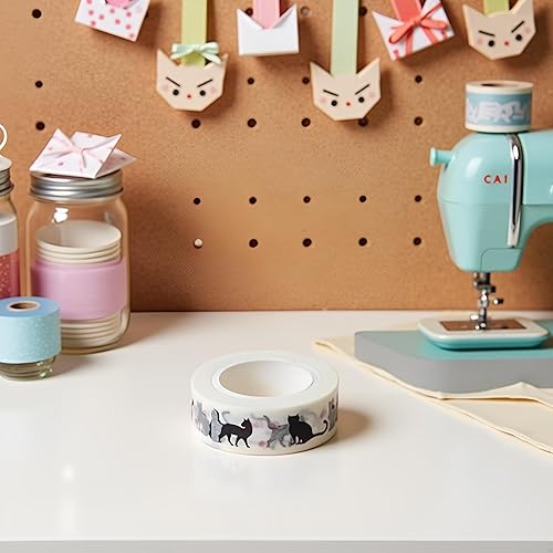 1 unidad de 0.591 in x 32.8 ft de dibujos animados de gato negro impresión japonés papel Washi Cintas de enmascarar cintas adhesivas decorativas