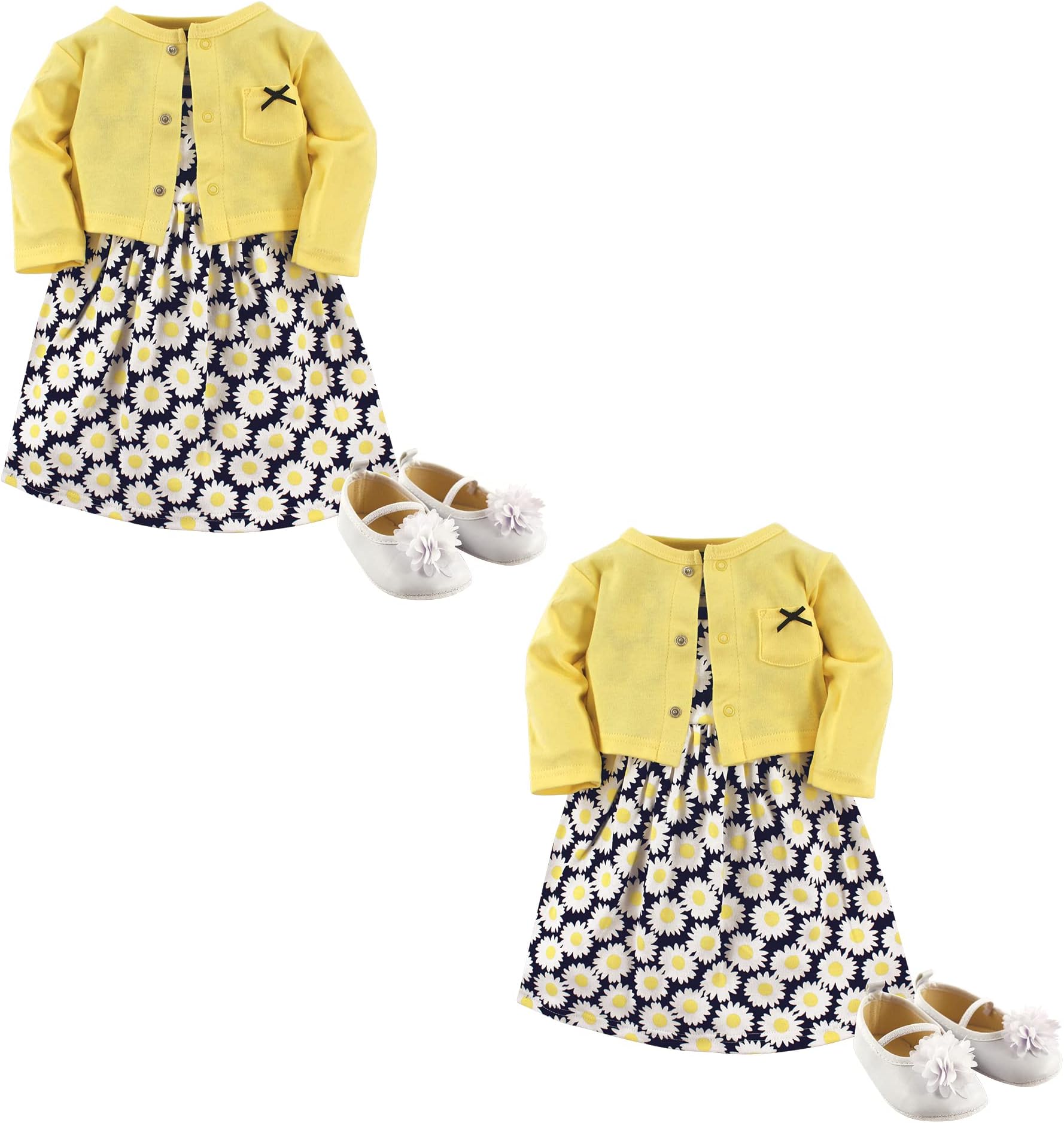 Baby Girls' Cotton Dress, Cardigan and Shoe Multi-pack Set