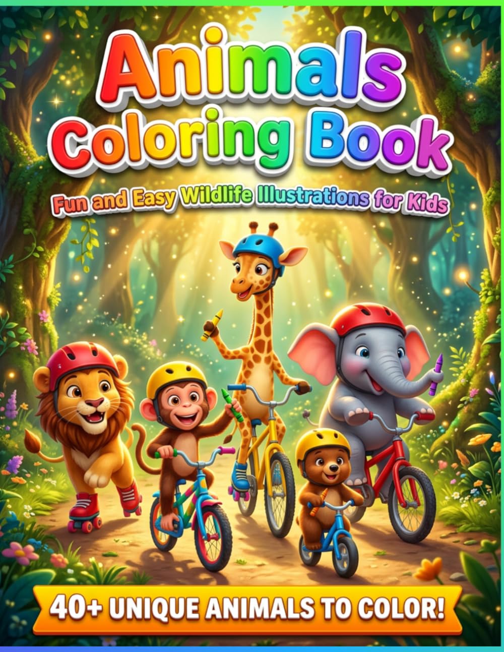 Animals Coloring Book: Fun and Easy Wildlife Illustrations for Kids (Happy Kids Coloring World)