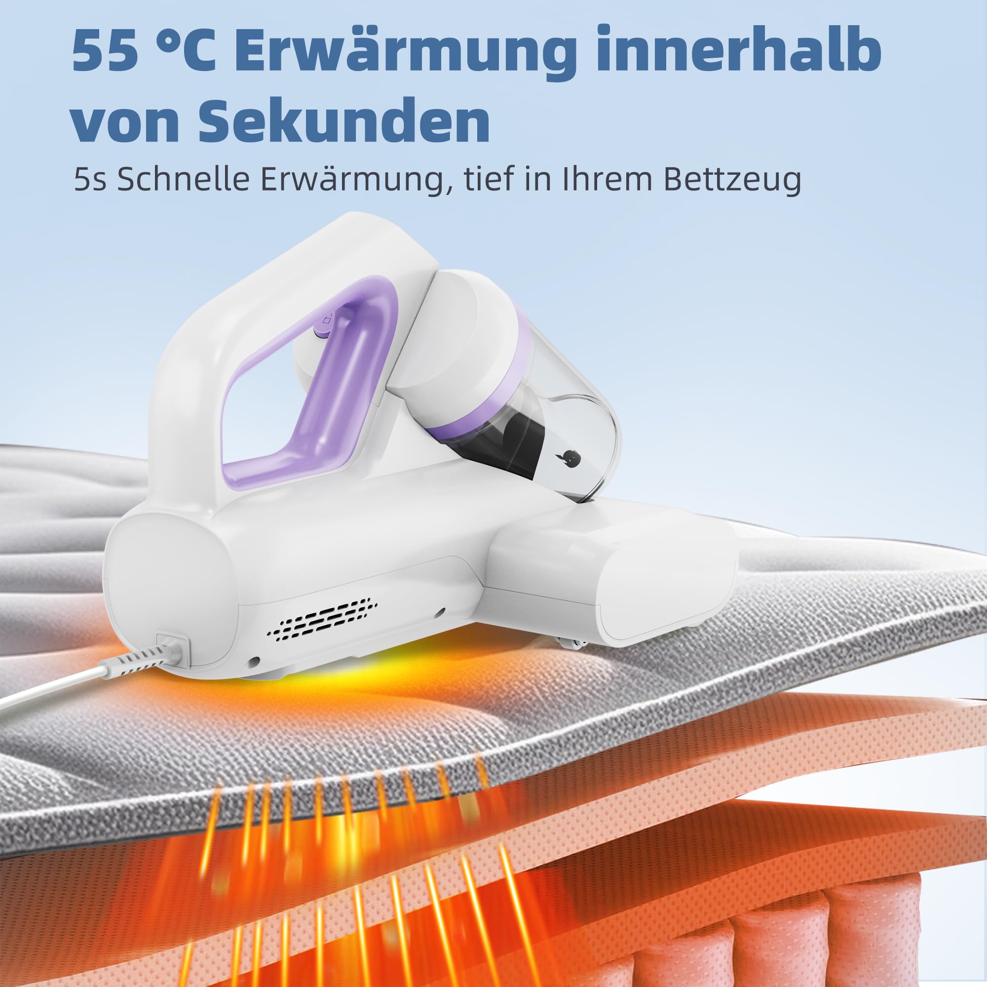 Milbensauger Matratzen UV Licht 15Kpa Starke Absaugung Heißer Wind Hausstaubmilben Bekämpfen