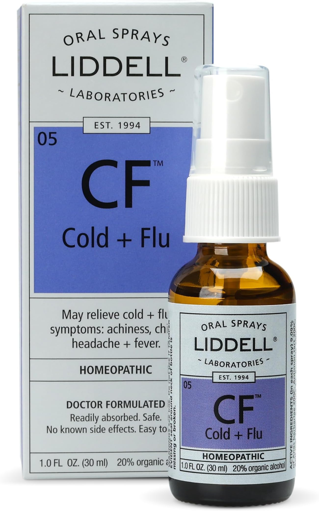 Liddell Homeopathic Cold and Flu Spray, 1 Ounce, Natural Relief for Sinus Congestion, Achiness, Chills, Headache and Fever