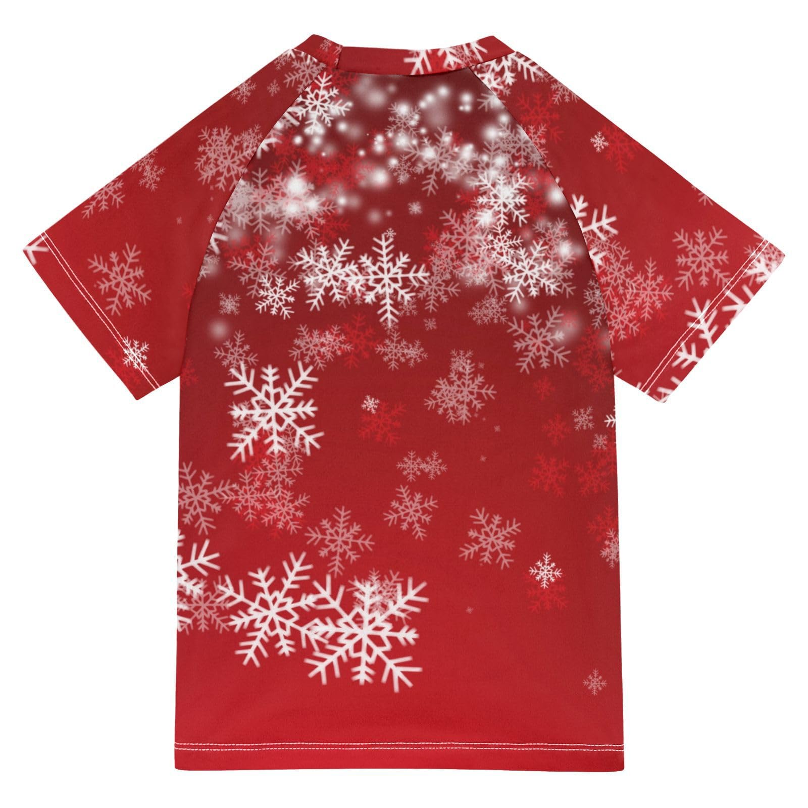 Aflyko Christmas Boys' Swim Shirt White Snowflake Red Xmas Rash Guard Beachwear Sun Protection Fishing Hiking Camping Surfing Swimming Toddler Infant Summer Daily T-Shirt, 4T