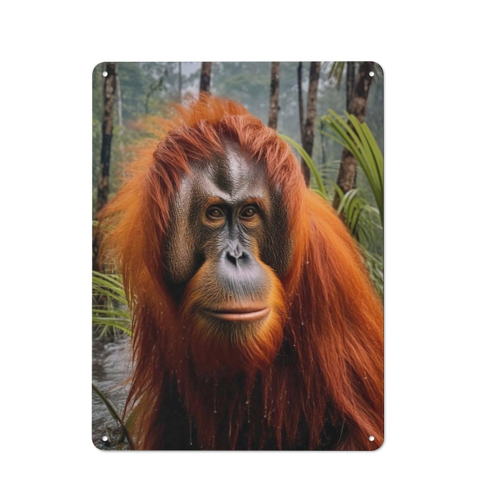 Junmoney Portrait Orang Utan Retro-Style Tin Sign 40X30cm For Dining Room Or Kitchen, For Kitchen Wall Decor Lovers