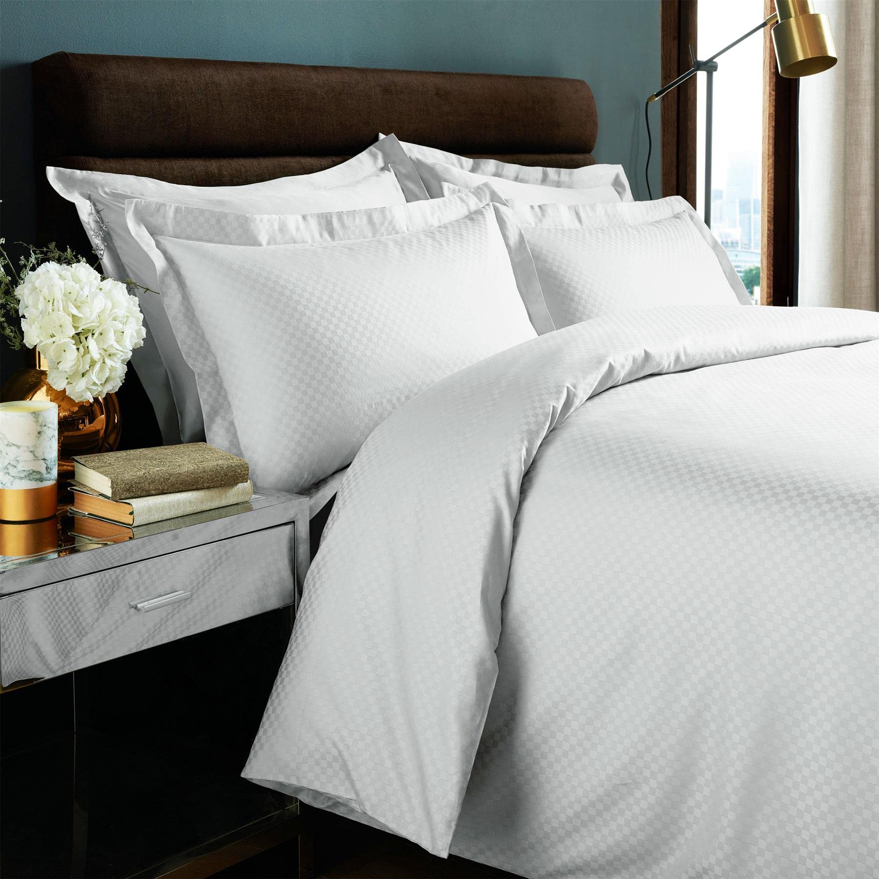 Roseley100% Egyptian Cotton Duvet Set Covers Breathable Naturally Hypoallergenic Bed Set For Home or Hotel [King, White]