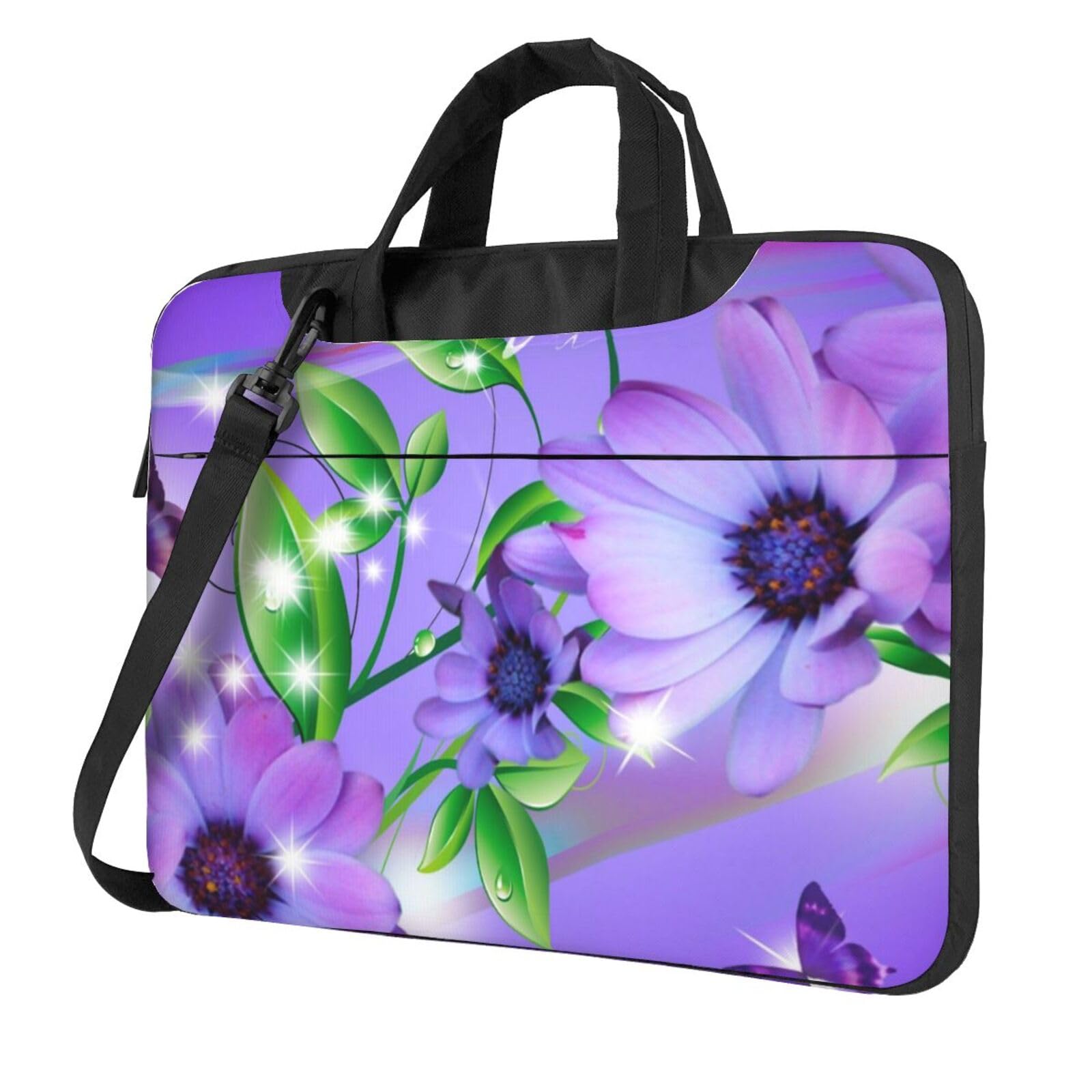 Sacoche ordinateur portable violette à imprimé fleur pour le bureau - 8
