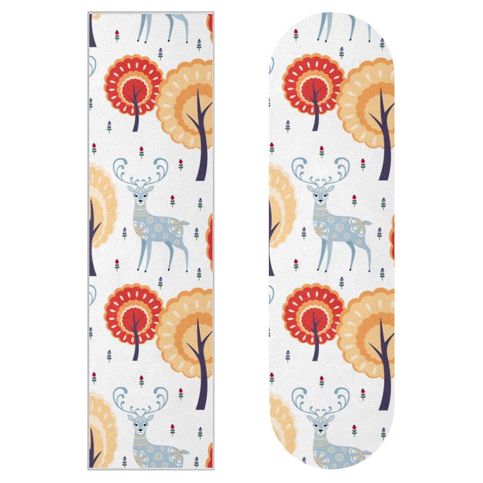 Colorful Folk Deer Skateboard-Griptape, Schleifpapier, Longboard, Aufkleber, Scooter, Deck, Sandpapier, 2 Stück