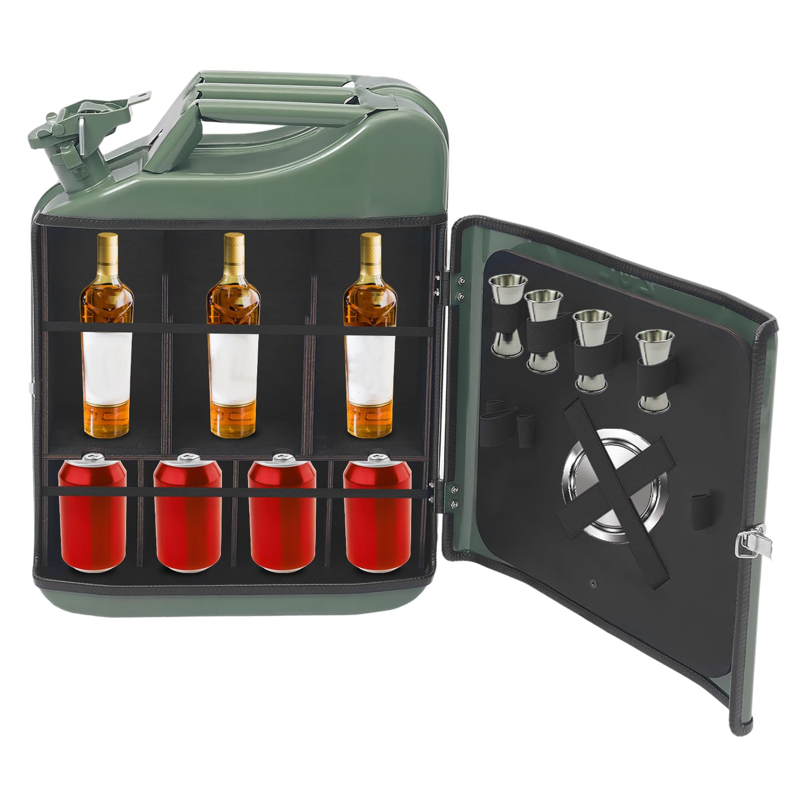 20L Kanister Mini Bar – Mobile Jerrycan Bar aus Metall mit abschließbarem Deckel, tragbarer Whisky-Schrank für Zuhause Camping Party, Geschenk für Männer