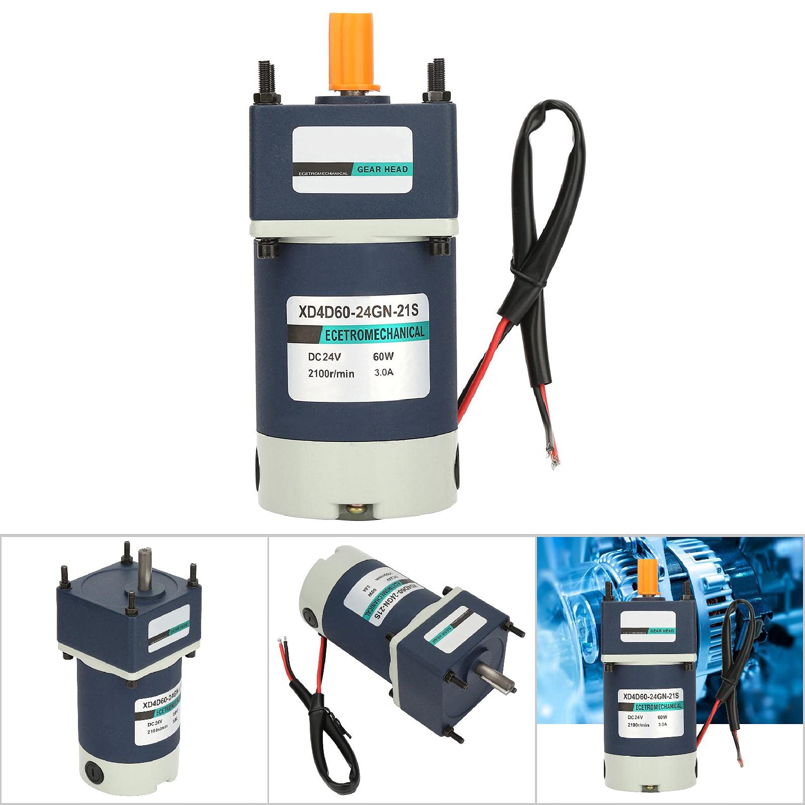Motoriduttore CC a Magneti Permanenti, Motoriduttore CC a Magneti Permanenti 24V 60W, Motore Riduttore a Ingranaggi in Metallo Ad Alta Torsione a velocità (Rapporto di riduzione