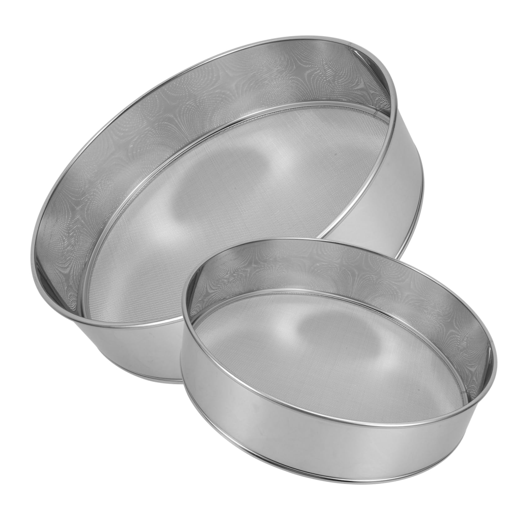 MUCKLILY 2Pcs Stainless Steel Flour Sieve Fine Mesh Strainer for Baking Manual Flour Strainer for Powdered Sugar Cocoa Salt