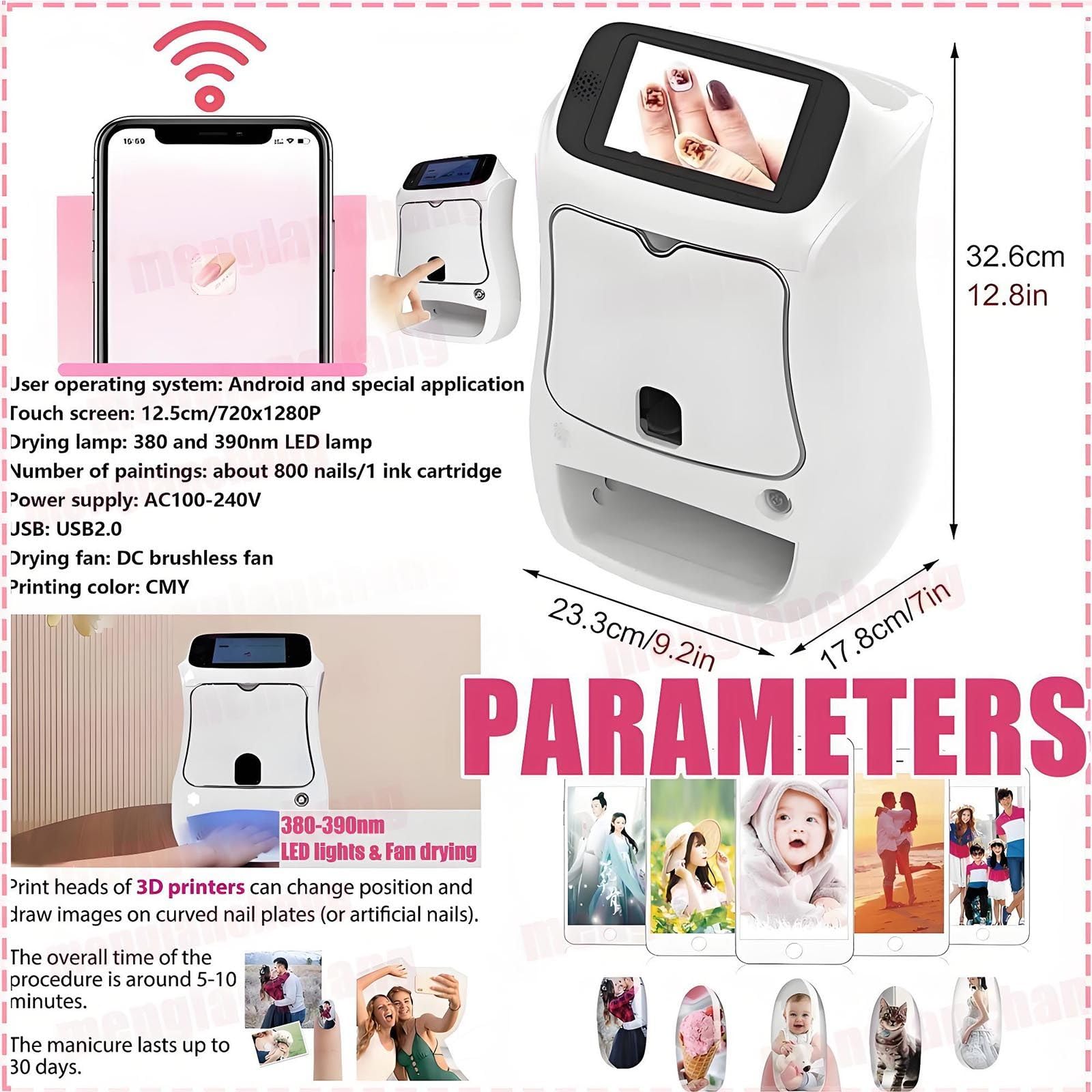 Stampante Per Unghie Con Touch Screen 5" -Stampa Di Unghie Personalizzate In 10secondi,Dispositivo Per Manicure Professionale 2400dpi Per Casa E Saloni Di Bellezza/Parrucchieri,Studi Sposa