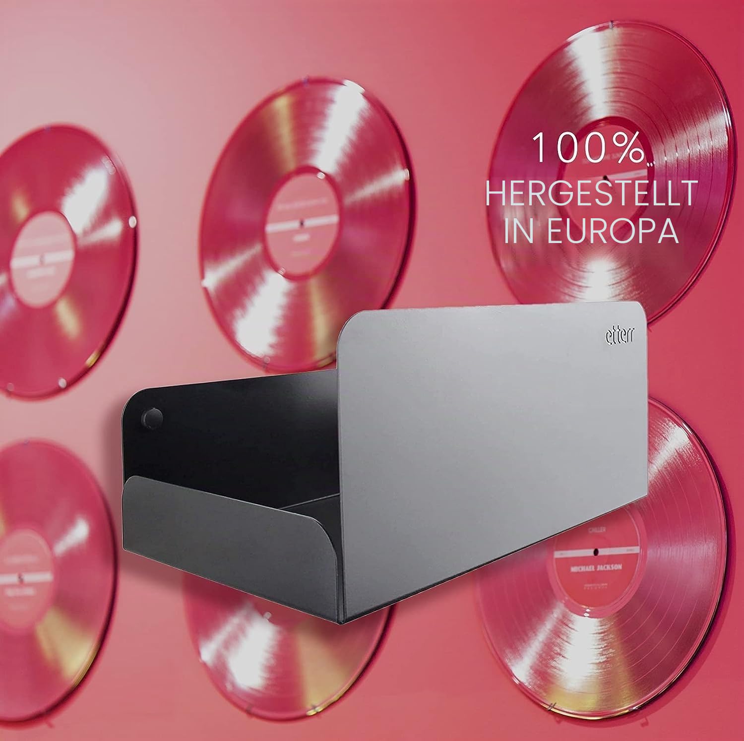 Doppelpack Vinyl Halter | für 50 Vinyls | 100% Stahl | Schallplatten Wandhalterung | Schallplattenständer | Schallplatten Regal | Schallplattenregal | Vinyl Regal
