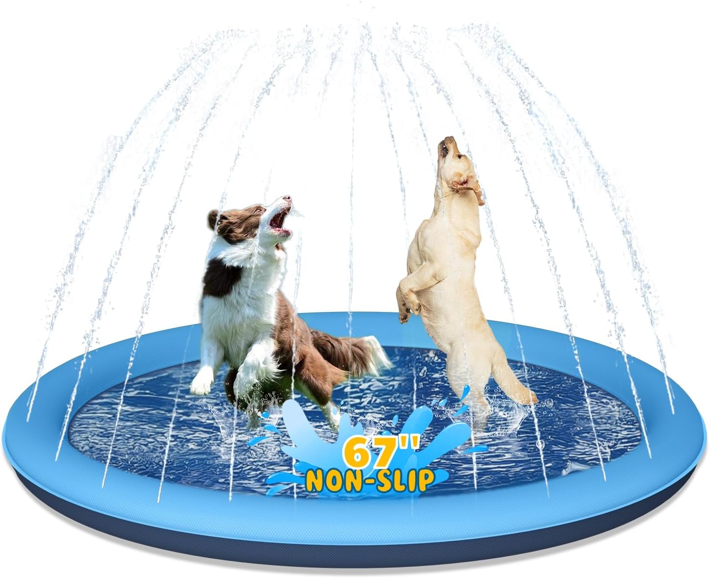 Dog Splash Pad, 67" Non-Slip Thickened Sprinkler Pool, Summer Outdoor Pet Water Play Mat, Splash Pad for Dogs & Kids