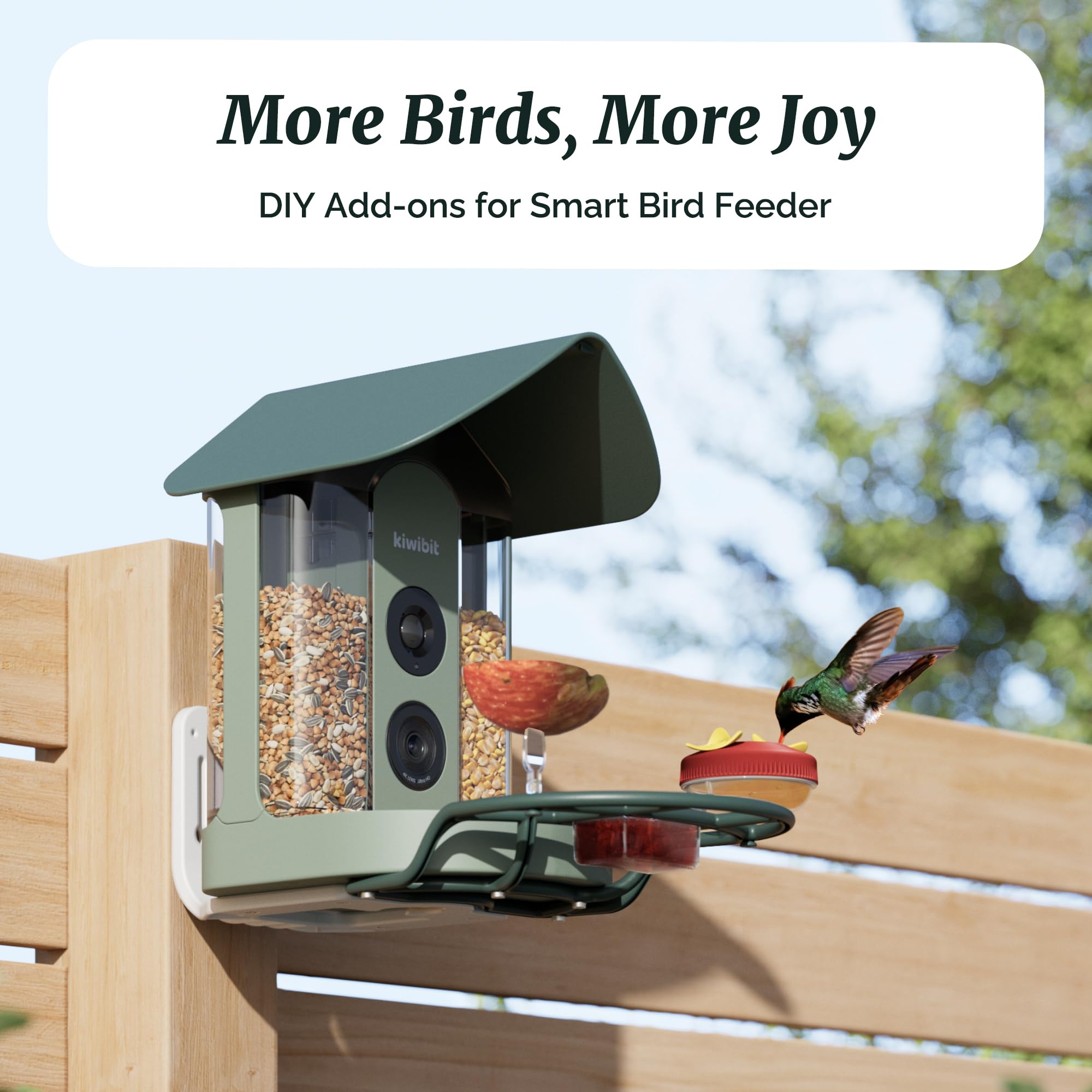 Kiwibit Beako - Kit completo de comedero para pájaros, incluye mini comedero de colibrí, 2 soportes para frutas, comedero de gelatina, compatible con Beako Smart Bird Feeder con cámara para atraer más