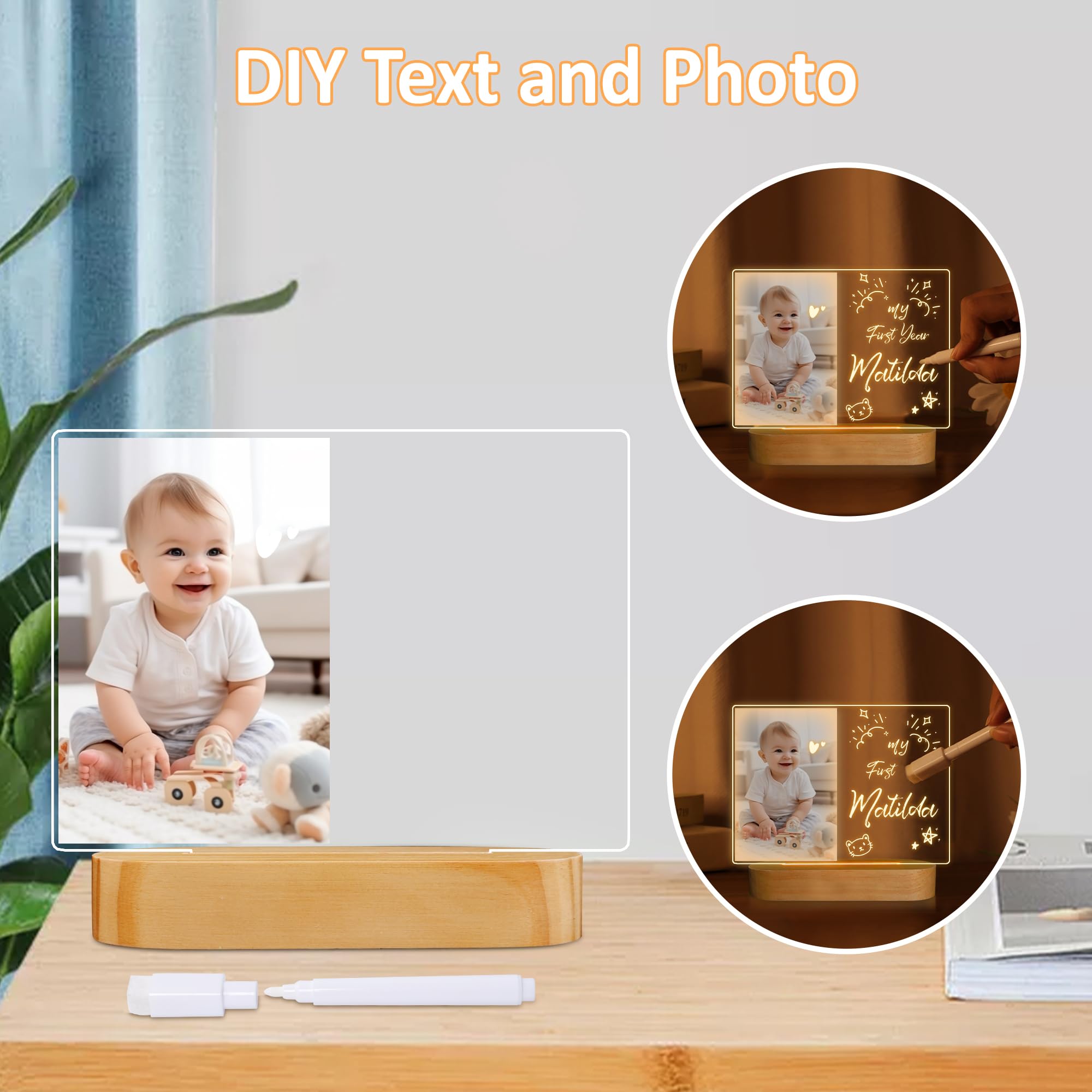 Tableau d'affichage réinscriptible avec stylo, veilleuse LED, lampe de Tableau d'affichage réinscriptible avec stylo, veilleuse LED, lampe de
