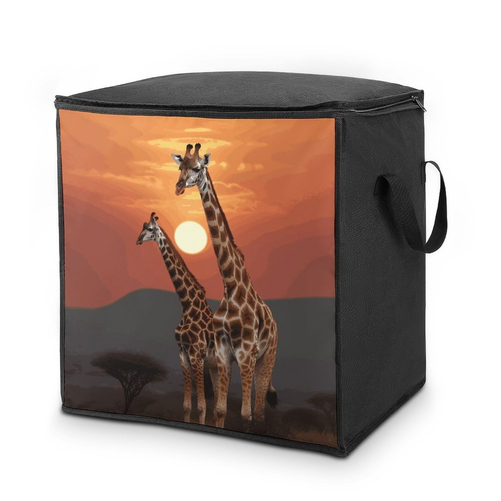 Fekiloot Style Giraffe At Sunset Storage Bags With Reinforced Handles,Moving Bag With Zipper,Closet Organizers,Compression Packing Cubes