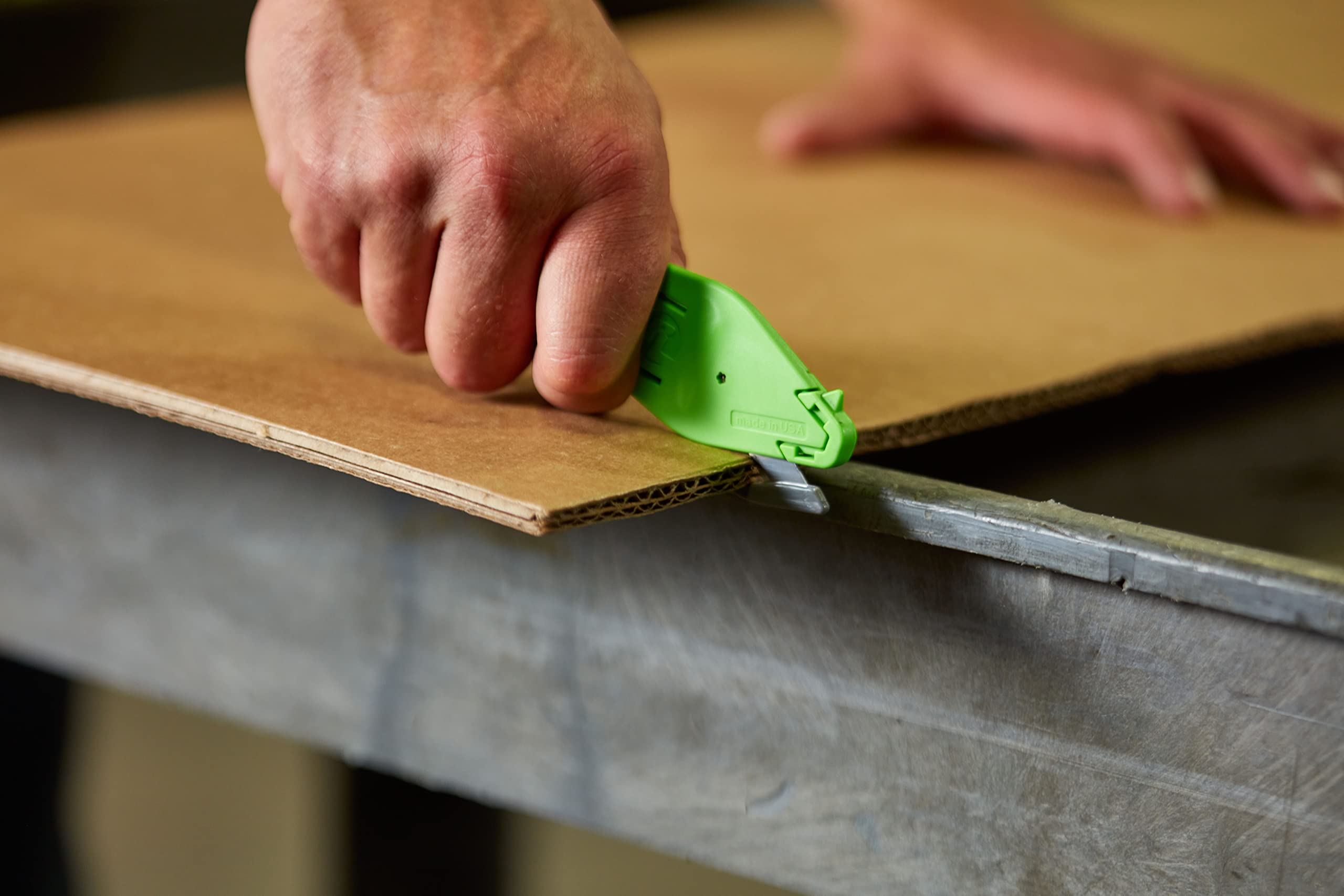 CB100 Box Cutter - Concealed Blade Safety Cutter With Flowthrough Technology | Ergonomic Ambidextrous Utility Knife