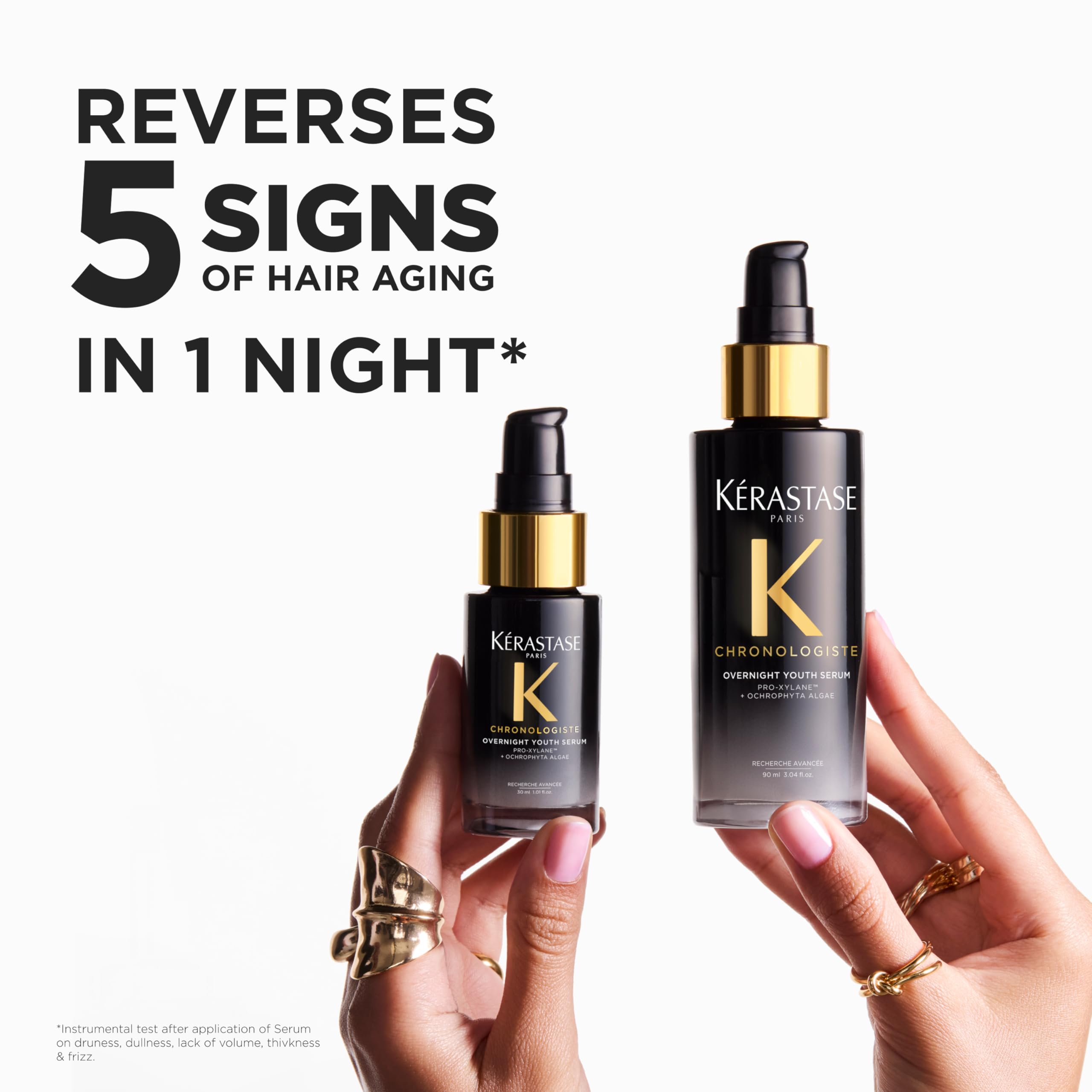 Kérastase Chronologiste Overnight Youth Serum, Siero Notte Anti-Età Senza Risciacquo, Capelli Più Forti e Luminosi, con Pro-Xylane e Alga Ochrophyta, Anti Crespo e Rimpolpante, 90ml