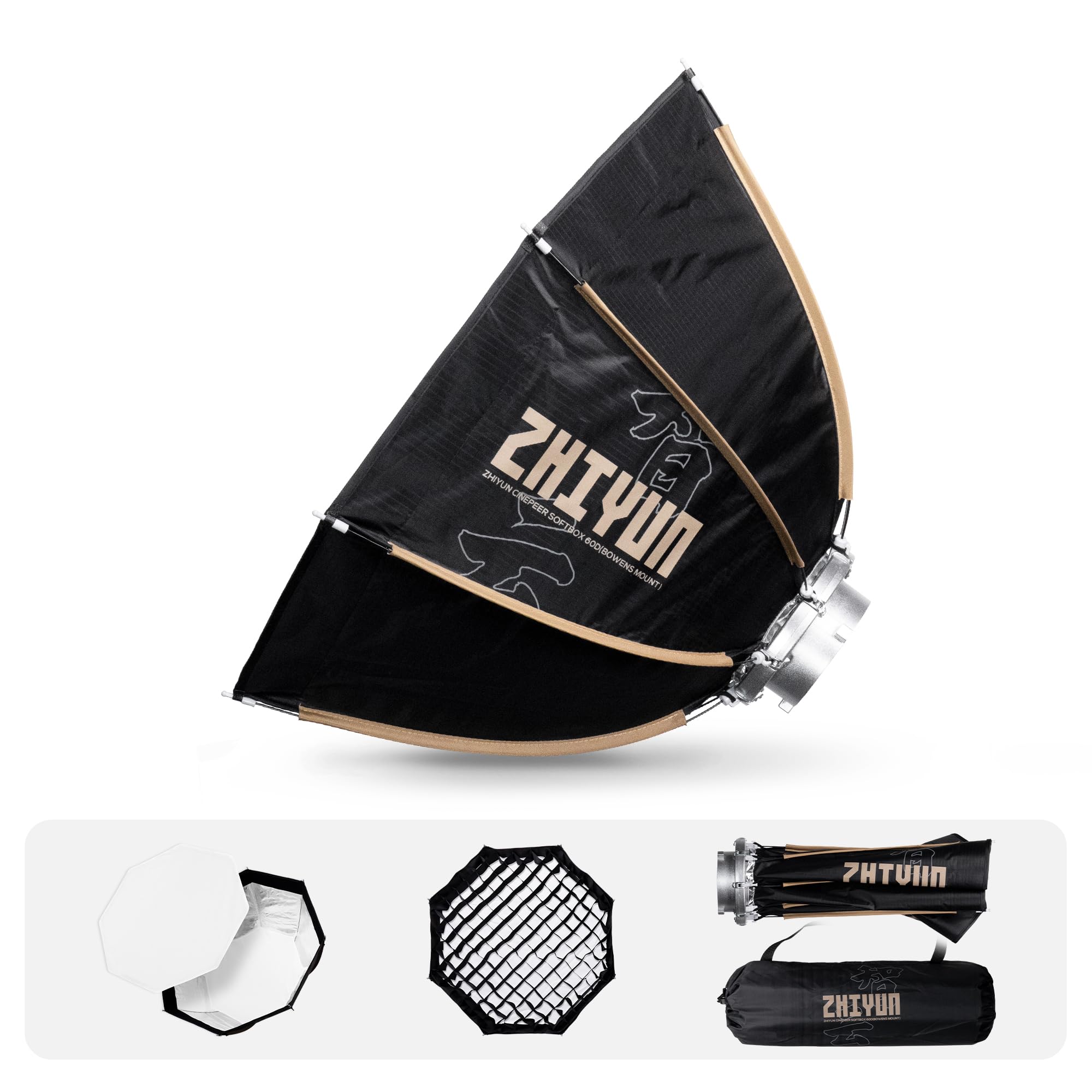ZHIYUN CINPEER 60cm Softbox Ottagonale con Attacco Bowens a Sgancio Rapido con Griglia a Nido d'ape per Dtudio Fotografico, Registrazione Video, Ritratti per ZHIYUN Molus Serie G Serie B