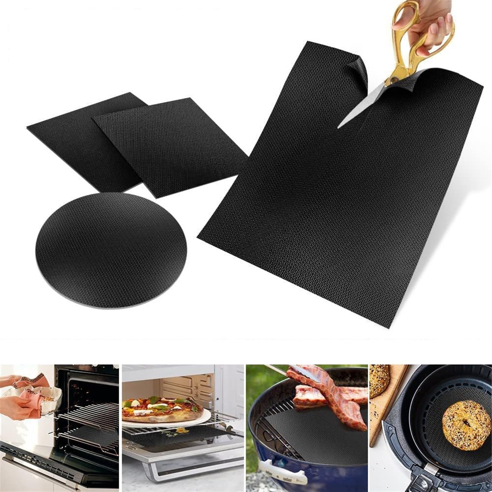 Alfombrilla Barbacoa Estera for Parrilla de Barbacoa de 40x33cm, Placa de Barbacoa Reutilizable for Hornear, Herramientas de Revestimiento de láminas for Asar y cocinar(10pcs)