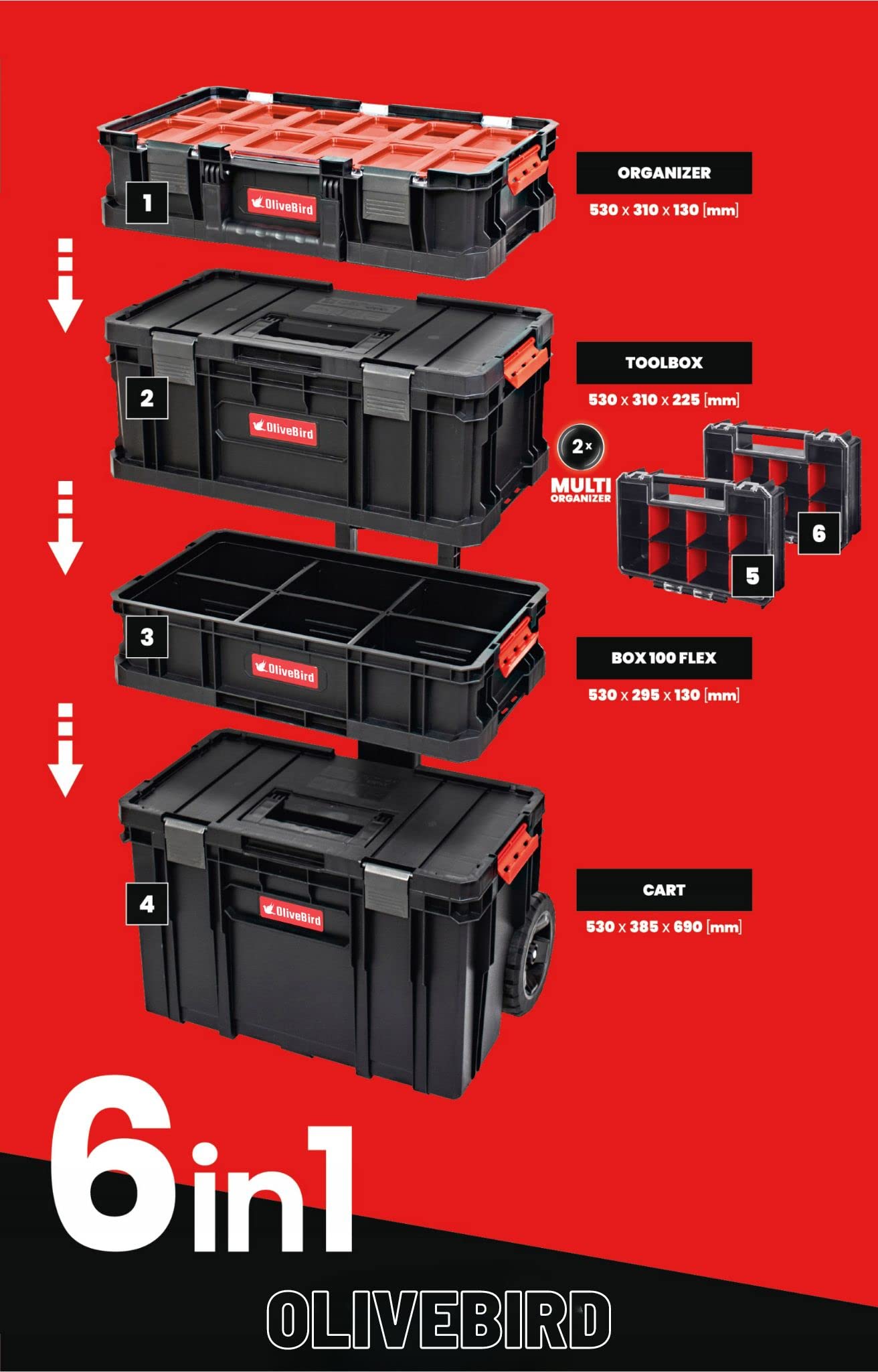 6 W 1 Xl Wózek Warsztatowy Roll Box Walizka Narzędziowa Mobilna Walizka Warsztatowa, Zestaw Narzędziowy Z Plastikowymi Szufladami Walizka Narzędziowa Na Kółkach