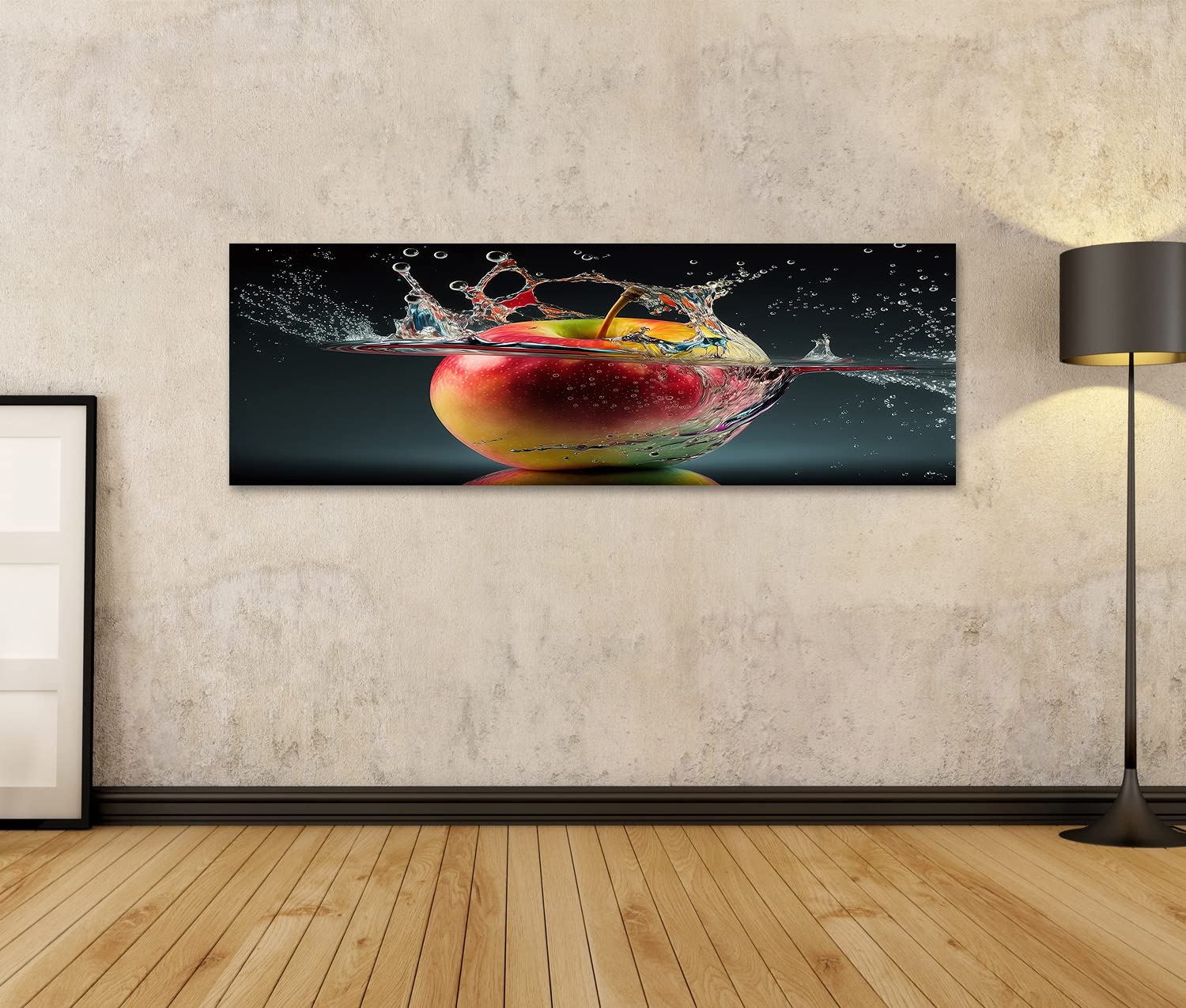 islandburner cuadro sobre lienzo manzana en el agua refrescante fruta imagen de cocina para cocina cuadros murales póster
