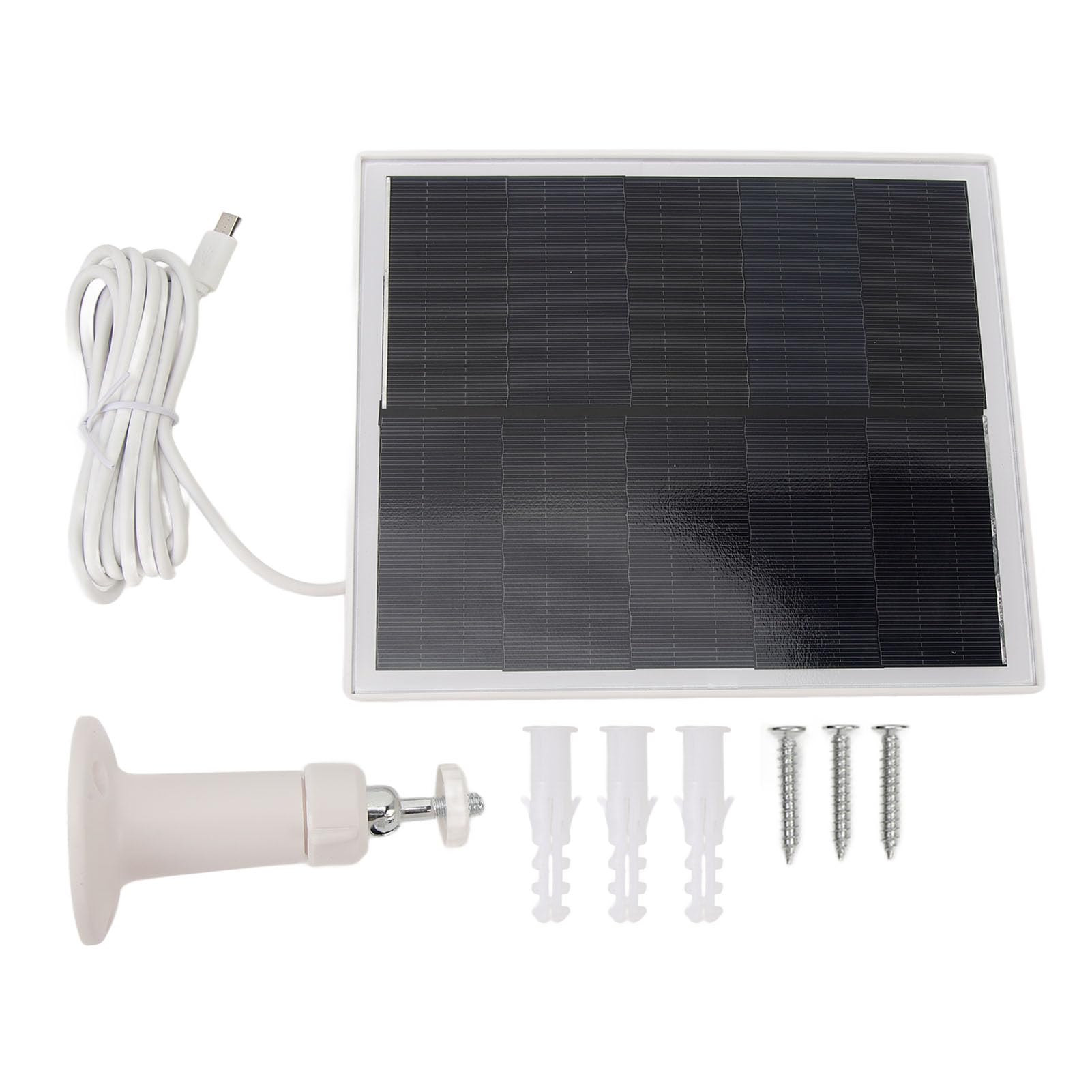 6W 5V Monocrystalline Silicon Solar Panel, Portable Solar Charger with IP65, Slim Design Solar Panel Charging Kit for Outdoor Activities, Includes Monitor Camera Bracket (White)