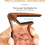 WINGO Wooden Classical Flat Guitar Capo for Nylon String Guitars-Rosewood with 5 Picks