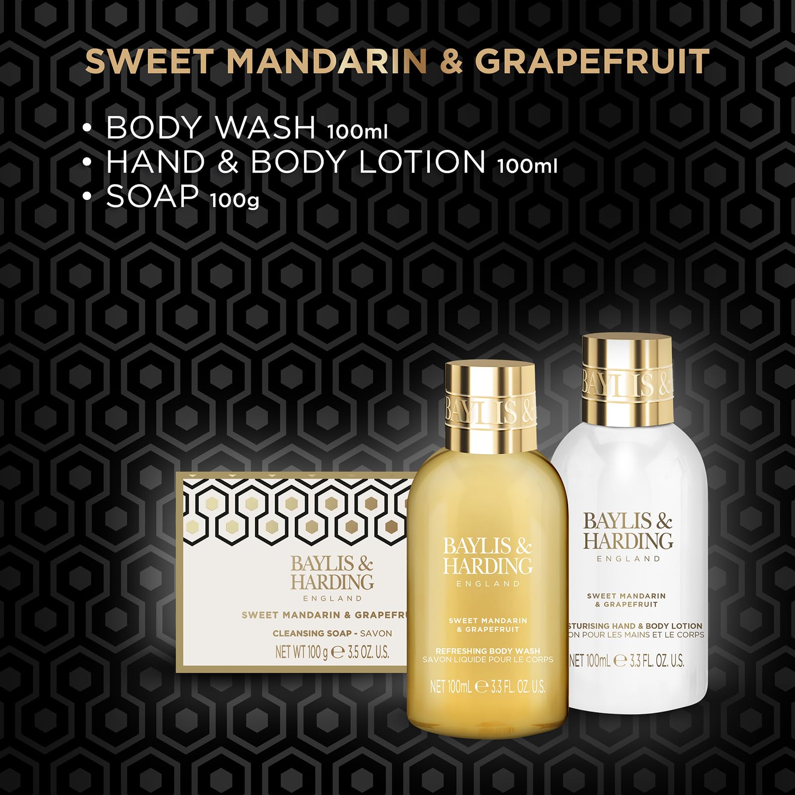 Baylis & Harding Sweet Mandarin & Grapefruit Pamper Body Trio Gift Set (Pack of 1) - Vegan Friendly, Mini - Image 3