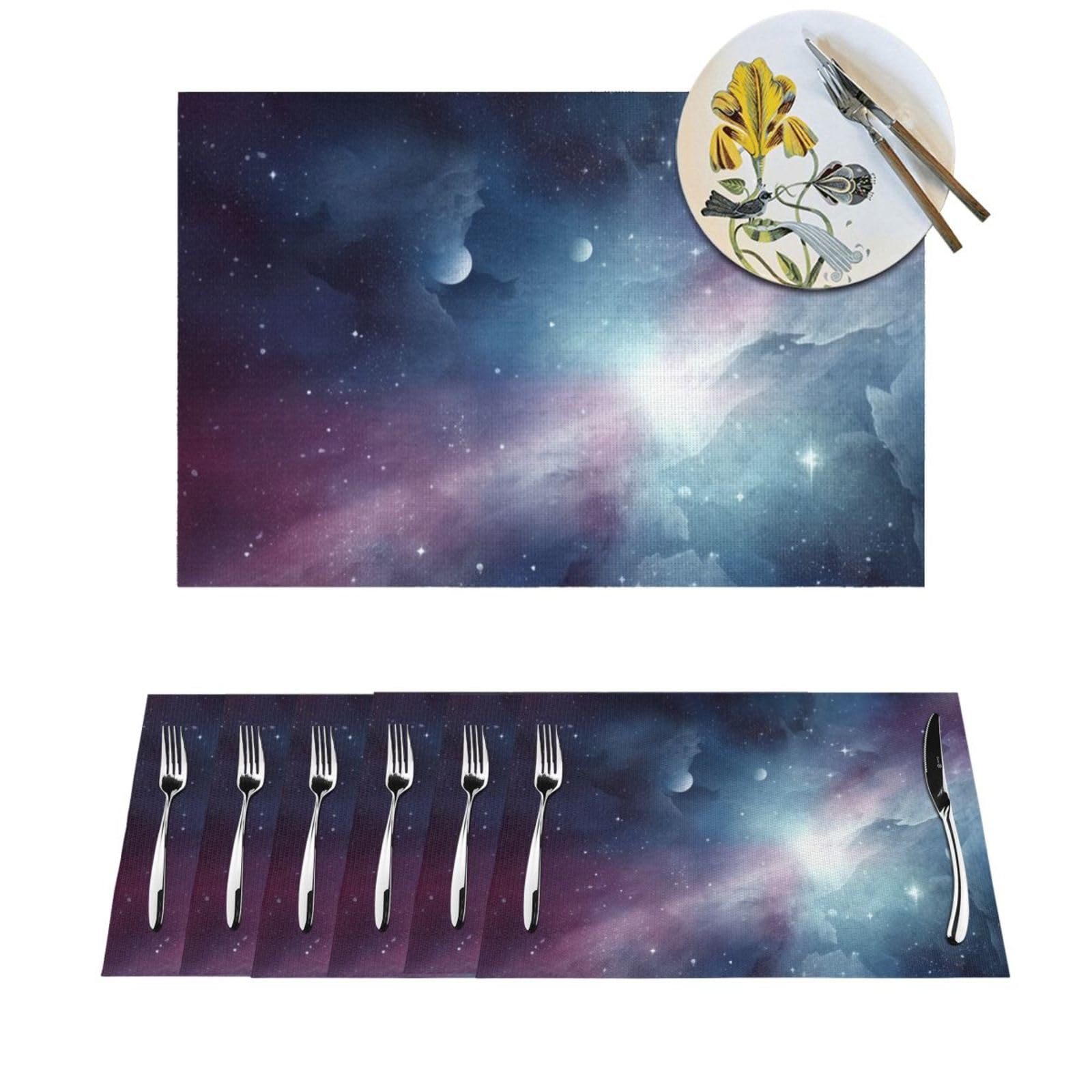Sets de table lavables galaxie pour vos grands dîners de famille