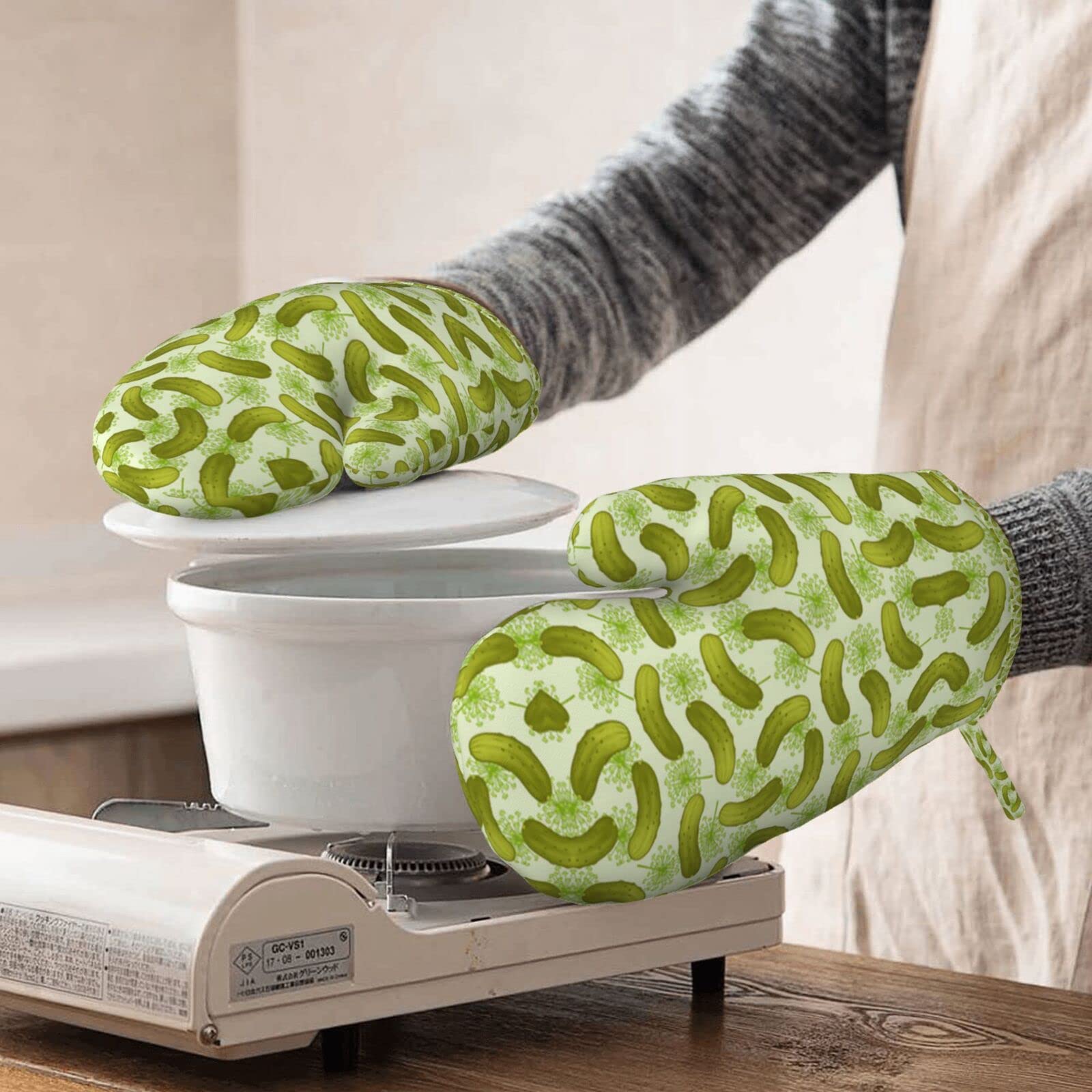 Sushi Dill Pickles Print Mitts Rutschfeste Silikon Ofenhandschuhe Handschuhe Beständig Wasserdicht Küche Kochen Backen Küche, Haushalt & Wohnen