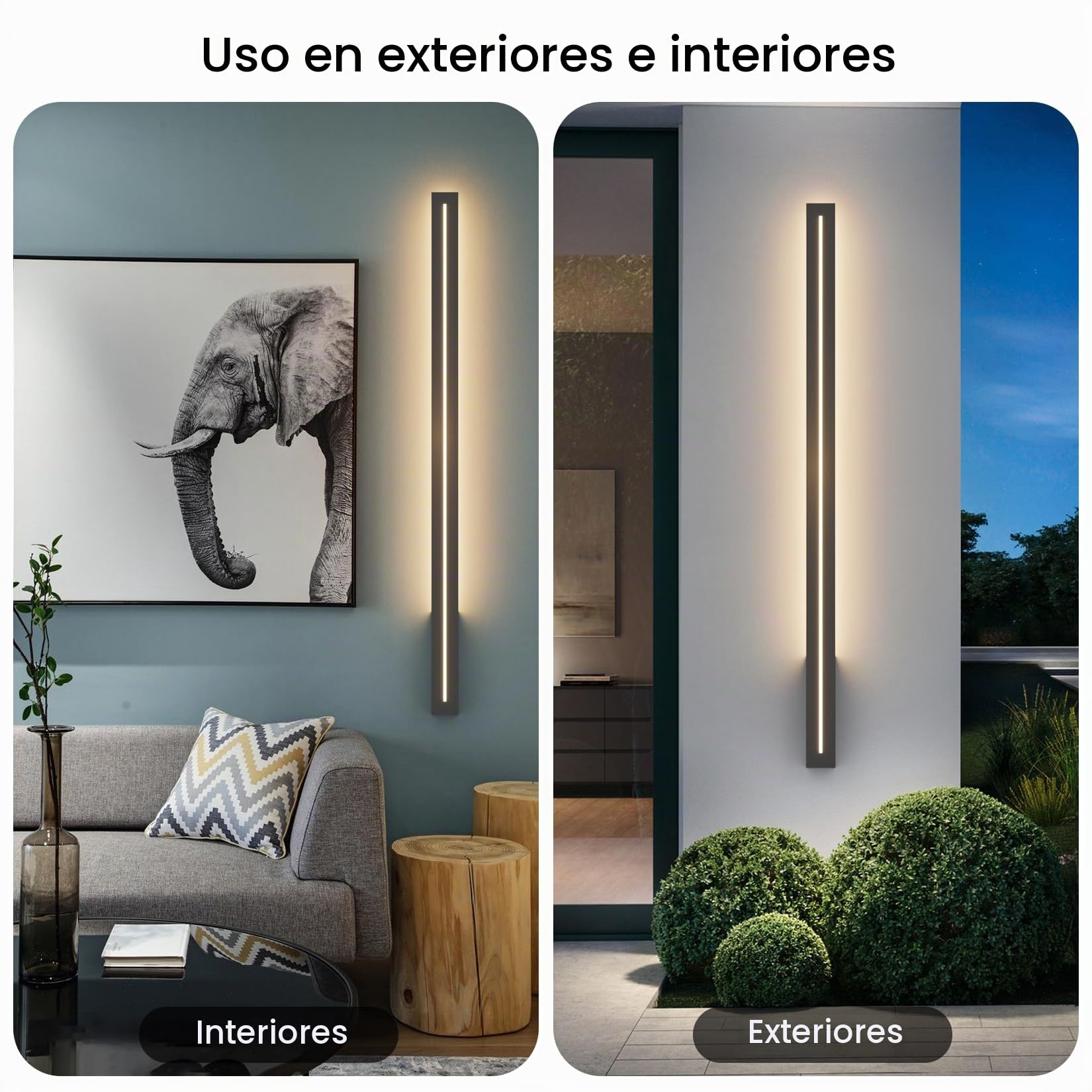 K-Bright Largo Aplique de Pared Exterior/Interior 3000K Blanco Cálido, Lámpara de Pared Exterior IP54 Impermeable para Dormitorio Balcón Patio Jardín (Negro, 100CM) | Resistente al agua IP54, lámpara de pared exterior de aluminio para jardines, terrazas,