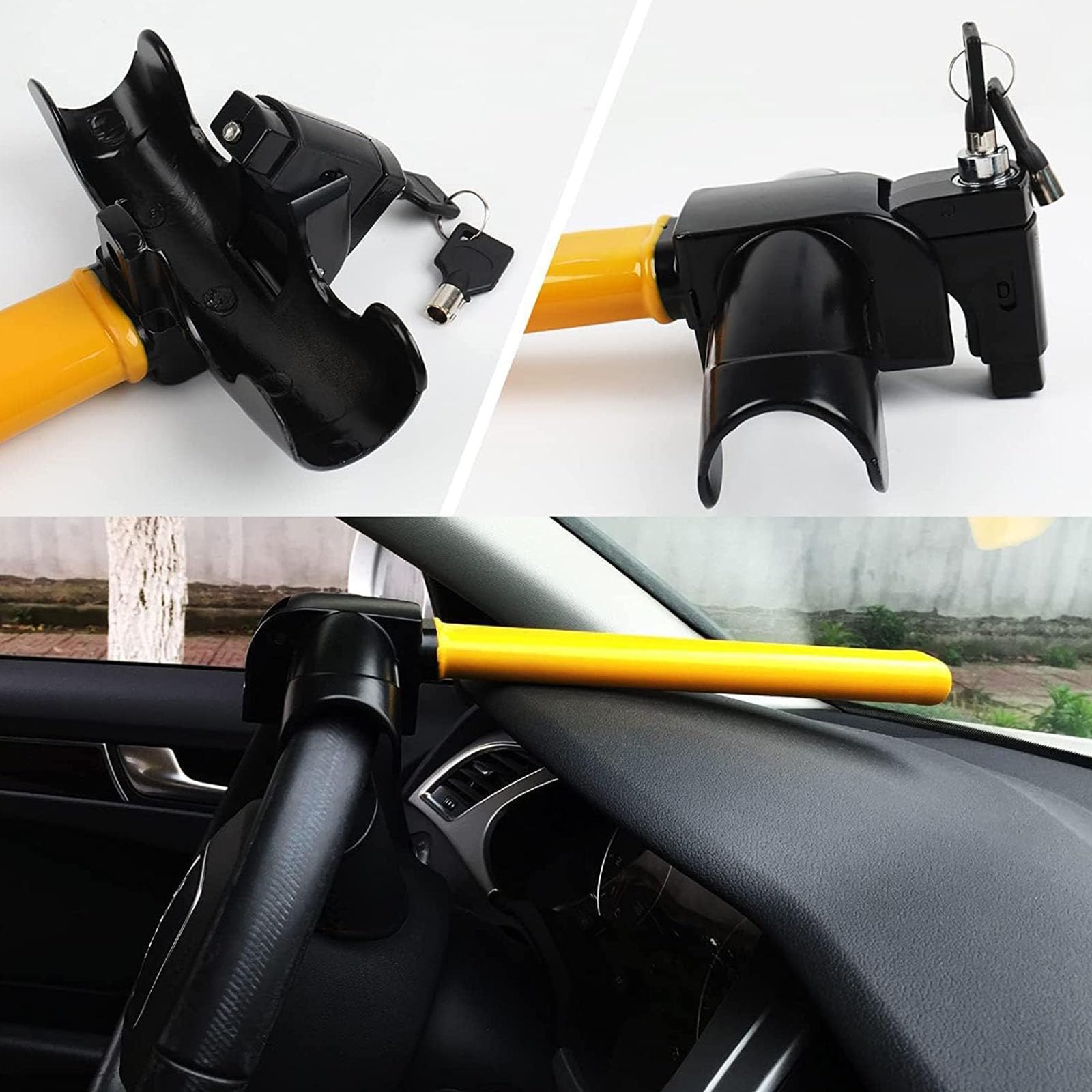 Canne Antivol Voiture Volant, Compatible avec Ford Escape, Blocage du Volant avec Clé Antivol De Voiture Blocage du Volant Sangle Antivol,Type A