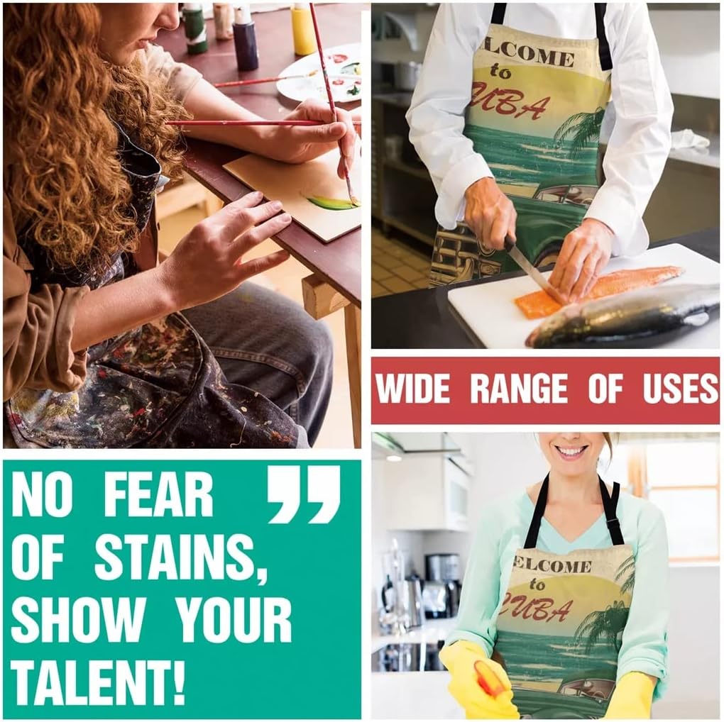 Retro Poster Aprons for Women Men Kid Cooking Baking Apron Kitchen Utility Equipment Accessories