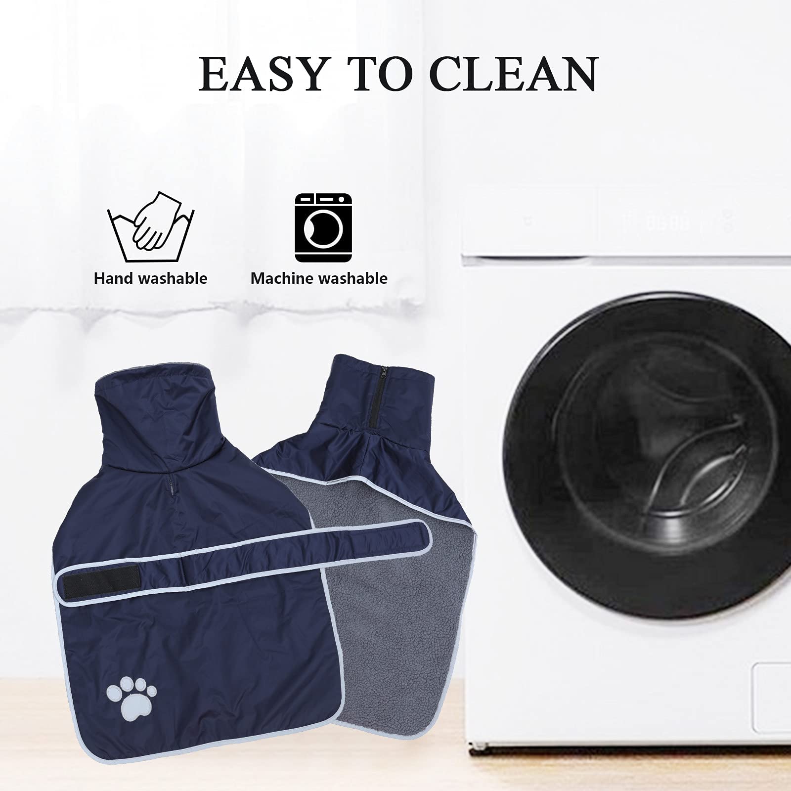 Geyecete -Invernale Cappotto per cane bassotti, con fodera in pile polare,impermeabile abbigliamento da esterni con Foro per Imbracatura,Giacca per cani piccola y media-Blu Navy-XS