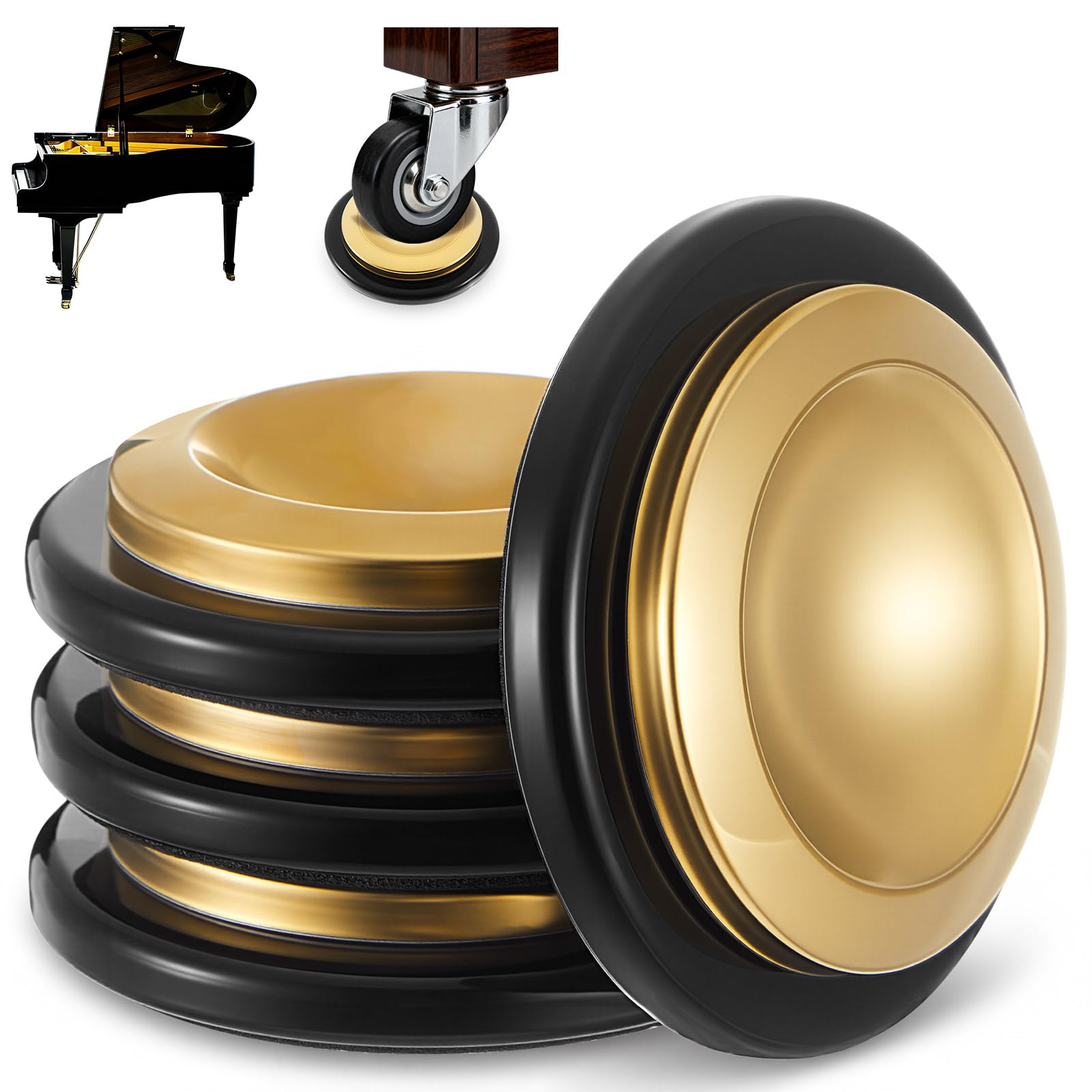 4 Pcs Piano Caster Cups, Single Layer, Metal Rubber