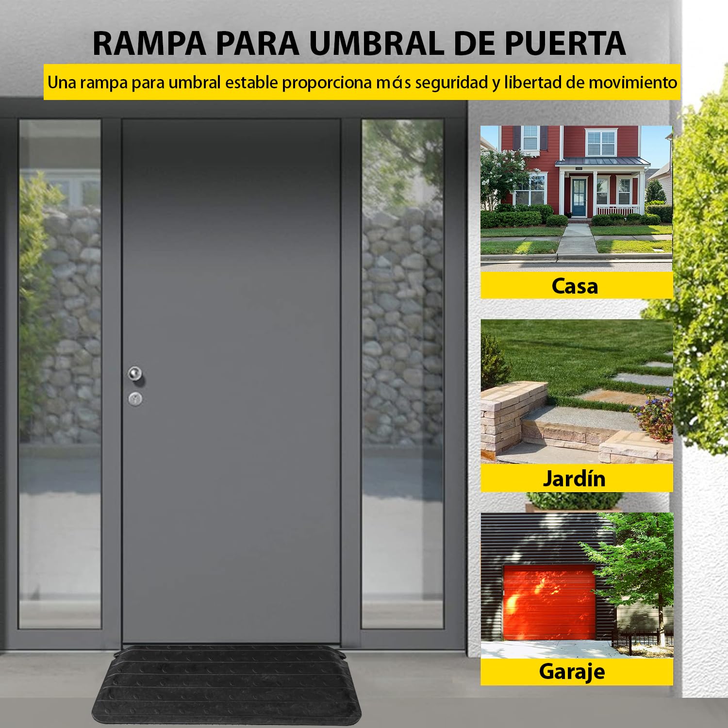 Rampa de Goma para sillas de Ruedas,Alto 6 cm Umbral Rampas,1 Piezas,Antideslizantes Rampas Sillas de Ruedas para Umbrales Escaleras,para sillas de Ruedas, Scooters
