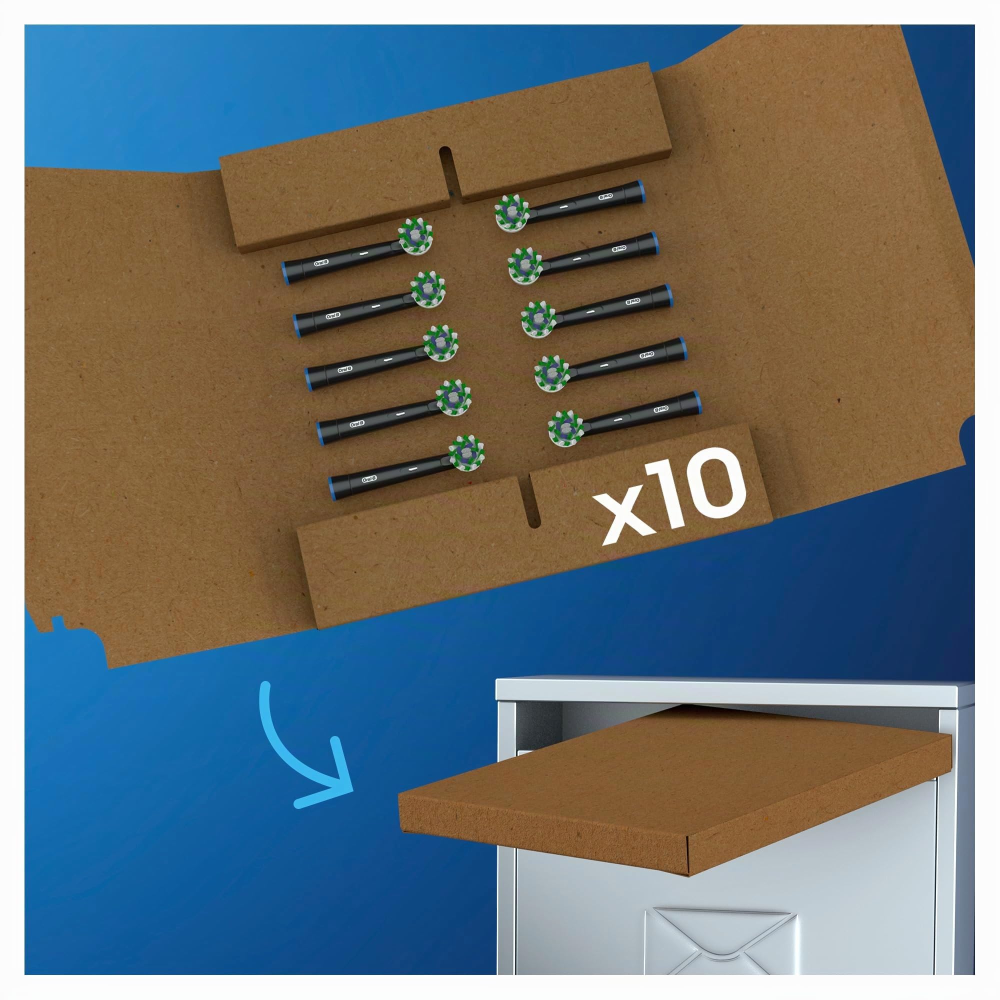 Oral-B Testine Di Ricambio x Spazzolino Elettrico CrossAction Nere Con Tecnologia CleanMaximiser 10 Testine. Confezione Adatta Alla Buca Delle Lettere