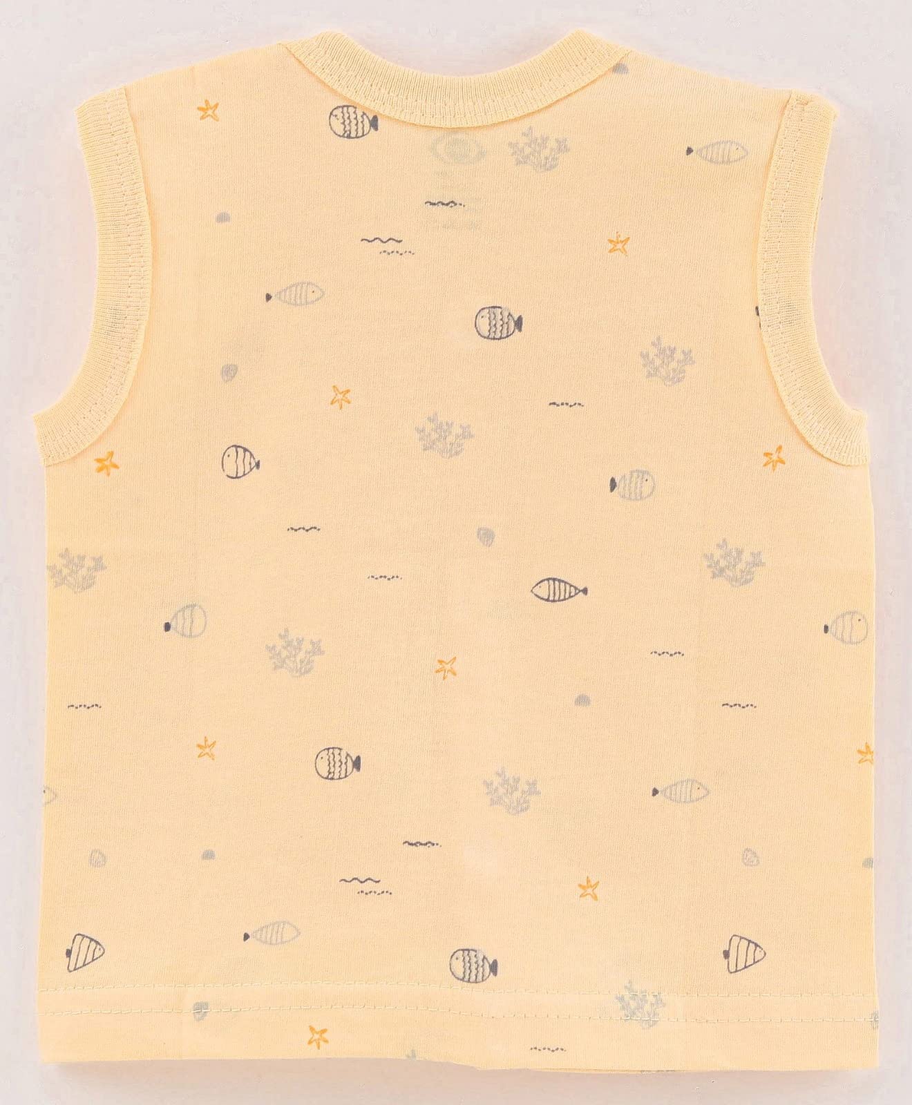 KIKE Baby Boys & Girls Printed 100% Pure Cotton Front Open Sleeveless Jhabla Vest T-Shirt Multicolour (Pack of 3) (6-12 Months, Multicolor 1) 4