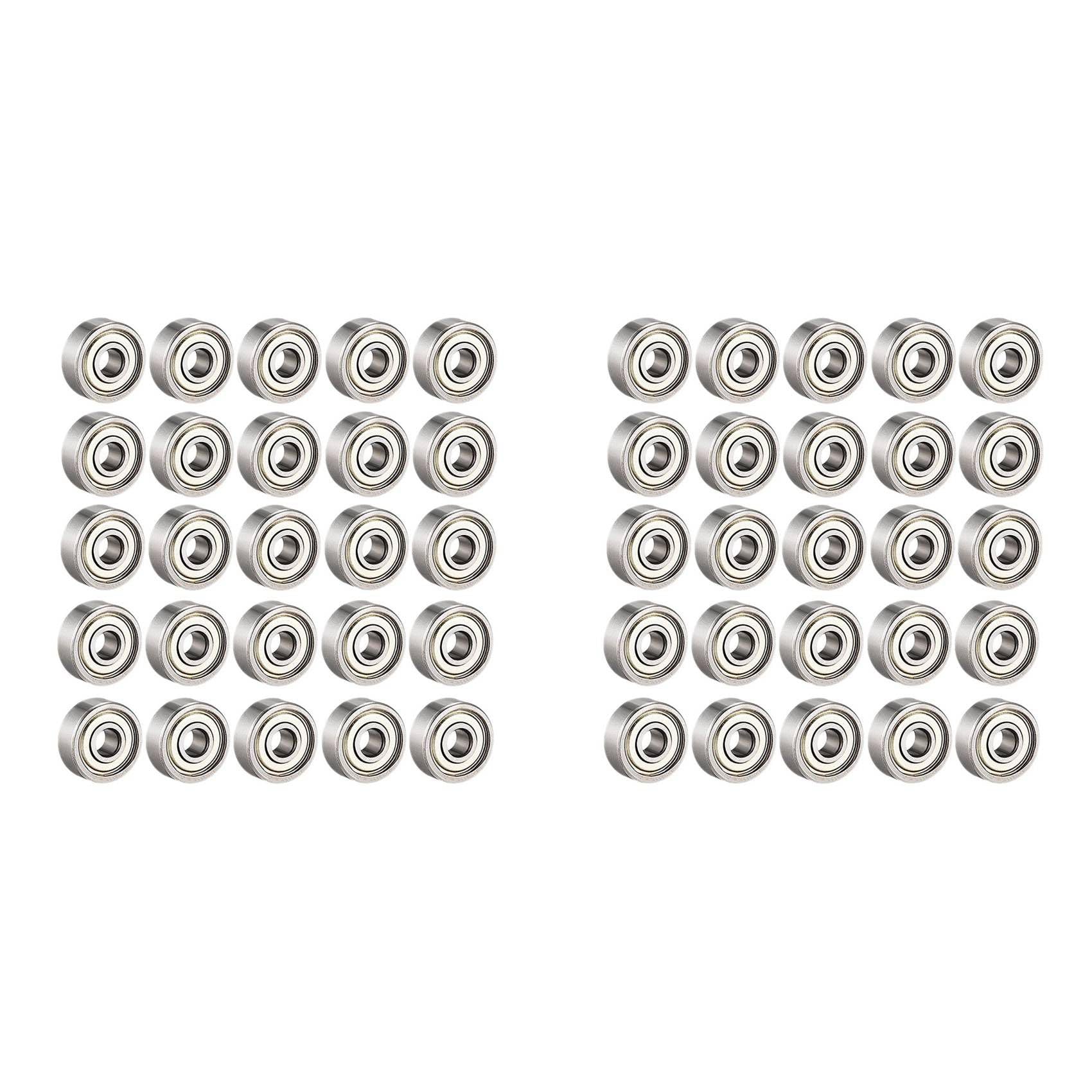 Jnchdghwa Silver 50Pcs 608 Zz Ball Bearings, 608Zz Metal Double Shielded Miniature Deep Groove Skateboard Ball Bearings(8Mm X 22Mm X 7Mm)