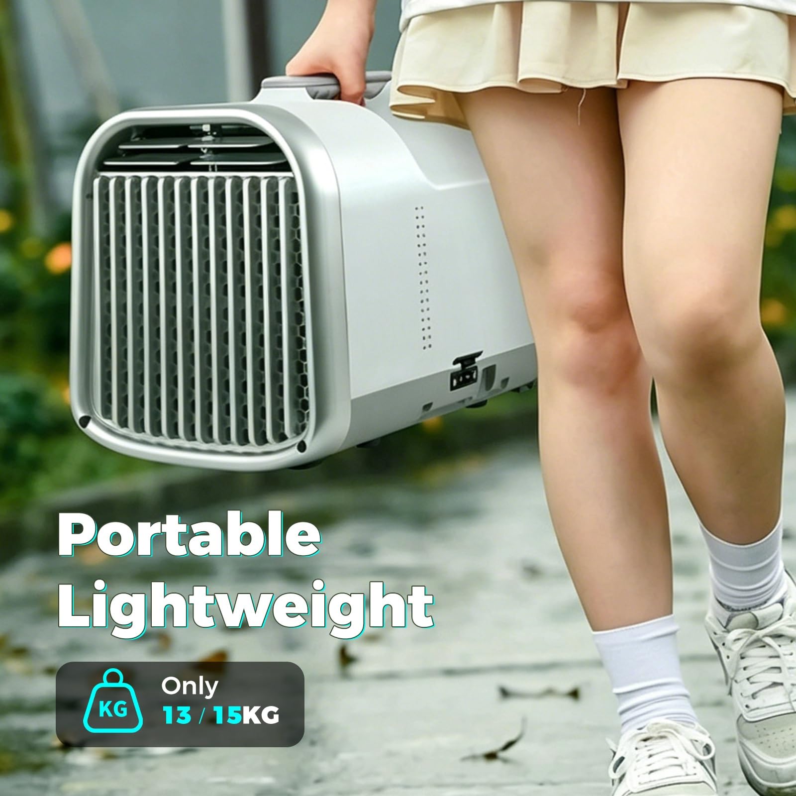 Mini klimatyzator mobilny z uchwytem, ​​biurkowy | 3 prędkości chłodzenia, 42 dB ciszy, nie wymaga instalacji, do kempingu, kampera, ciężarówki, małego pokoju i dla zwierząt