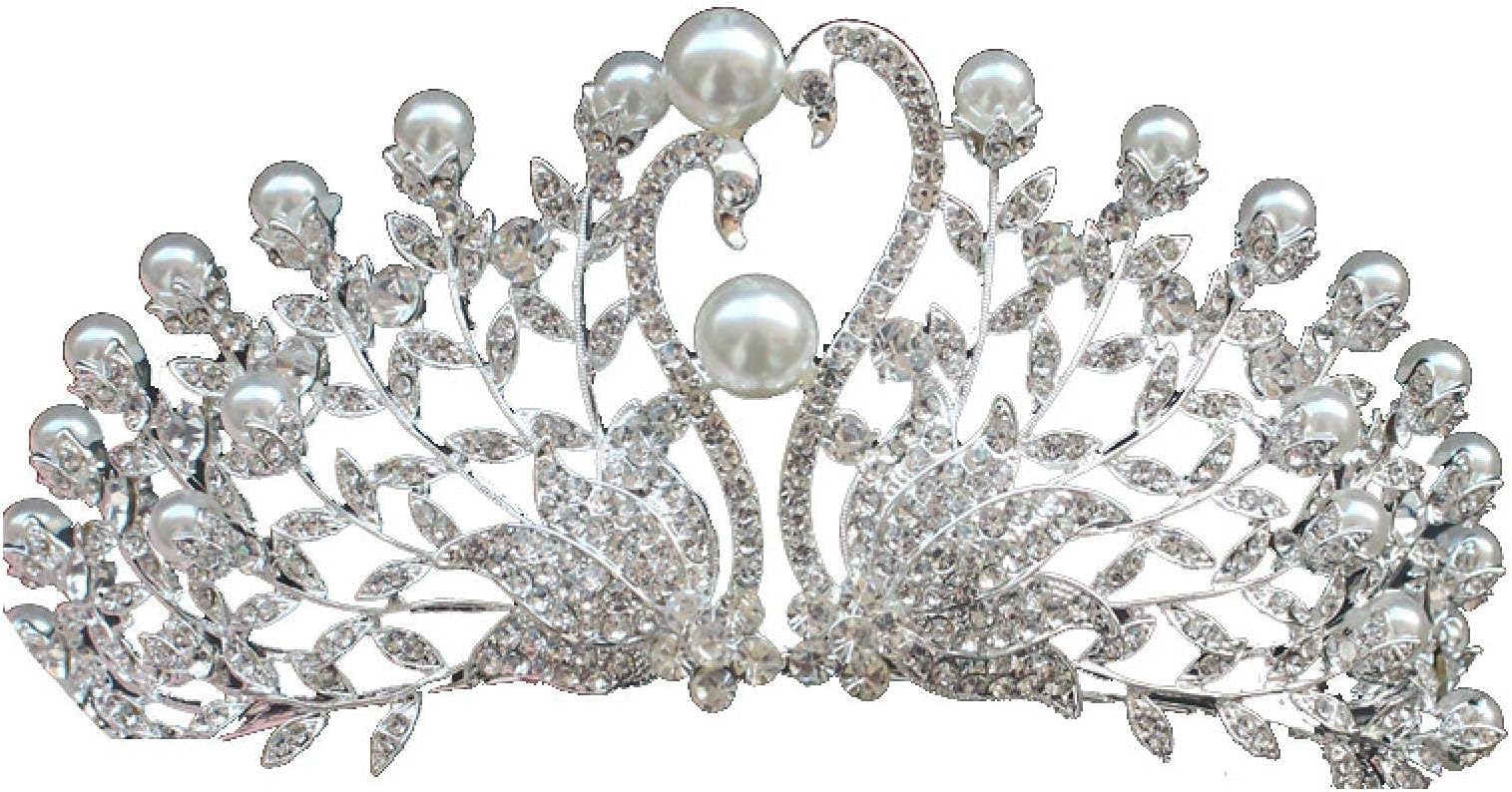 SamnuerlyHaarkronen für Frauen, modische Perlenkrone, Kristall-Tiara, Blume, Strass, Haar-Tiaras und Kronen für Hochzeitsdekorationen