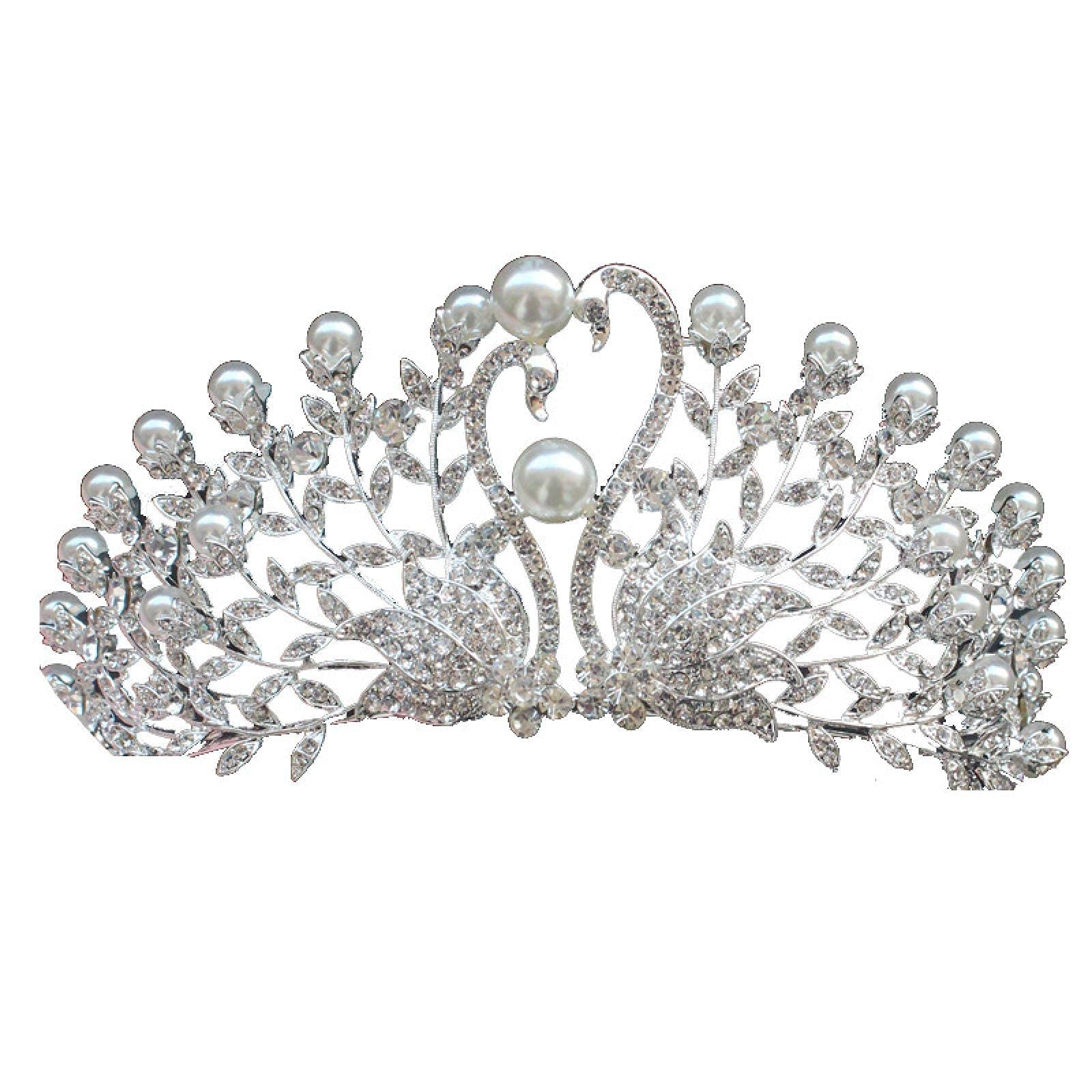 SamnuerlyHaarkronen für Frauen, modische Perlenkrone, Kristall-Tiara, Blume, Strass, Haar-Tiaras und Kronen für Hochzeitsdekorationen