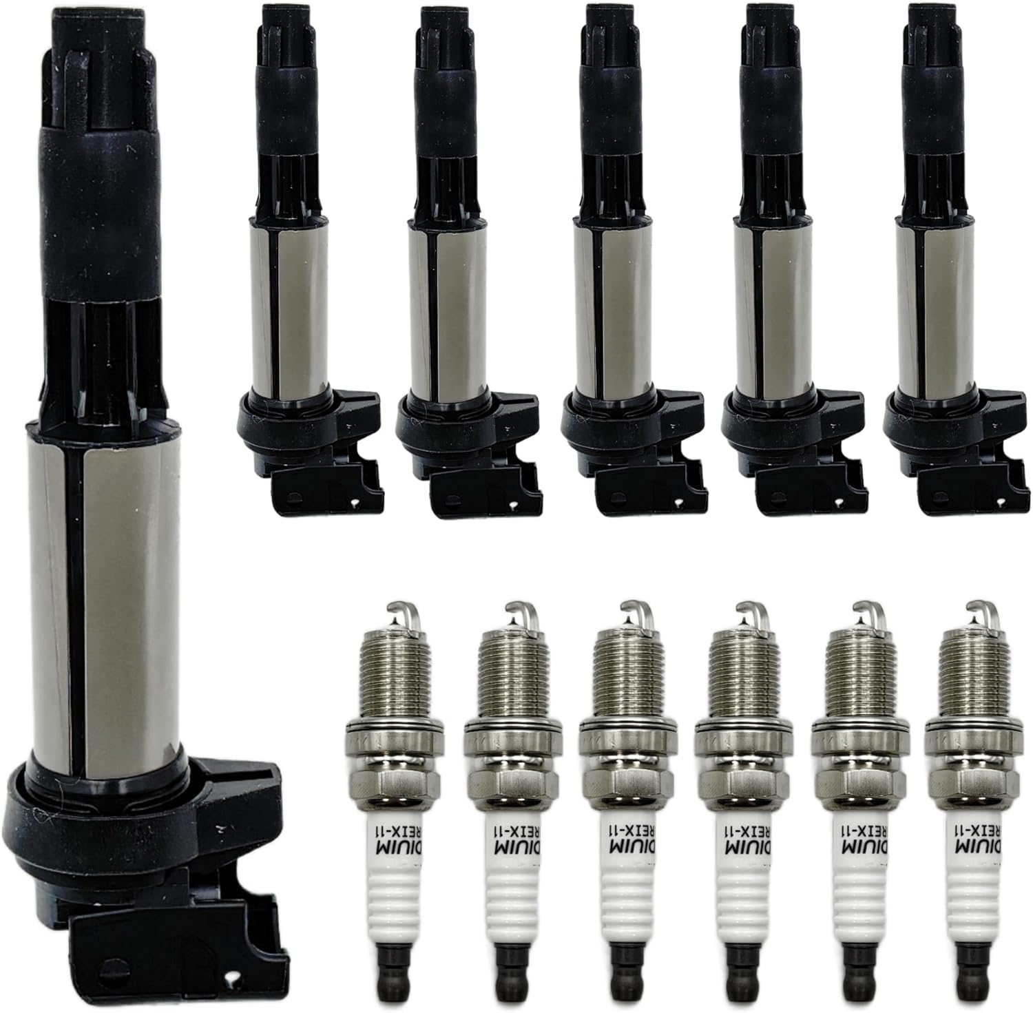 6pcs Ignition Coil and Spark Plugs Replacement for BMW 320i 325i 330i, 525i 530i, 760i 760Li, M3 X3 Z3 Z4, 3.0L, 3.2L
