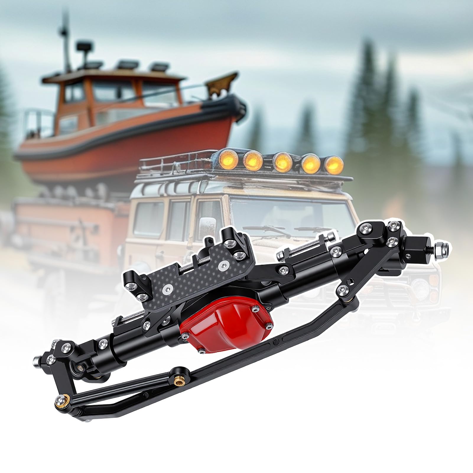 Ulepszenie Przedniej Osi do Gąsienicy Axial SCX10 1/10 RC, Trwała Konstrukcja z Aluminium i Stali CNC, Przekładnia z Wysokim Zębnikiem Zapewniającym Większy Prześwit Pod Pojazdem, 1