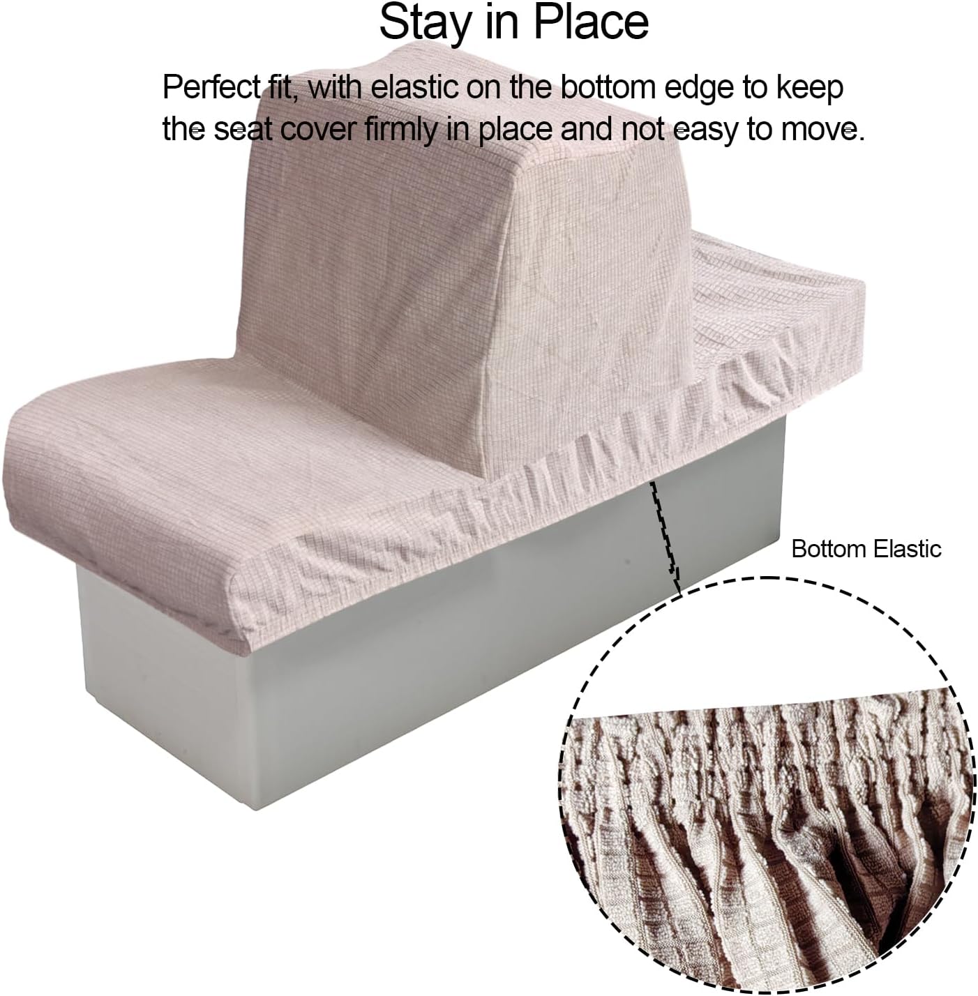 Back to Back Boat Seat Covers，Replacement Boat Lounge Seat Covers, Microfiber Soft Stretchable Fabric Covers for Protector Boat Seats (Khaki, 2 Sets)