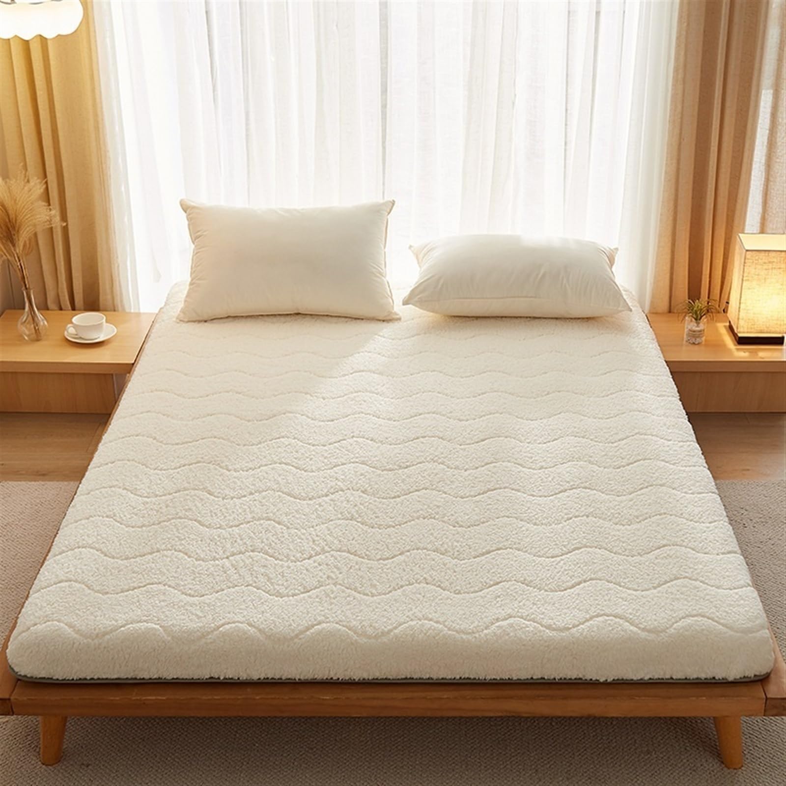 Colchón De Futón, Colchón De Suelo Japonés Doble Individual, Plegable Colchoneta para Dormir, Colchón Enrollable para Invitados Camping (Color : White, Size : 120 * 200cm)